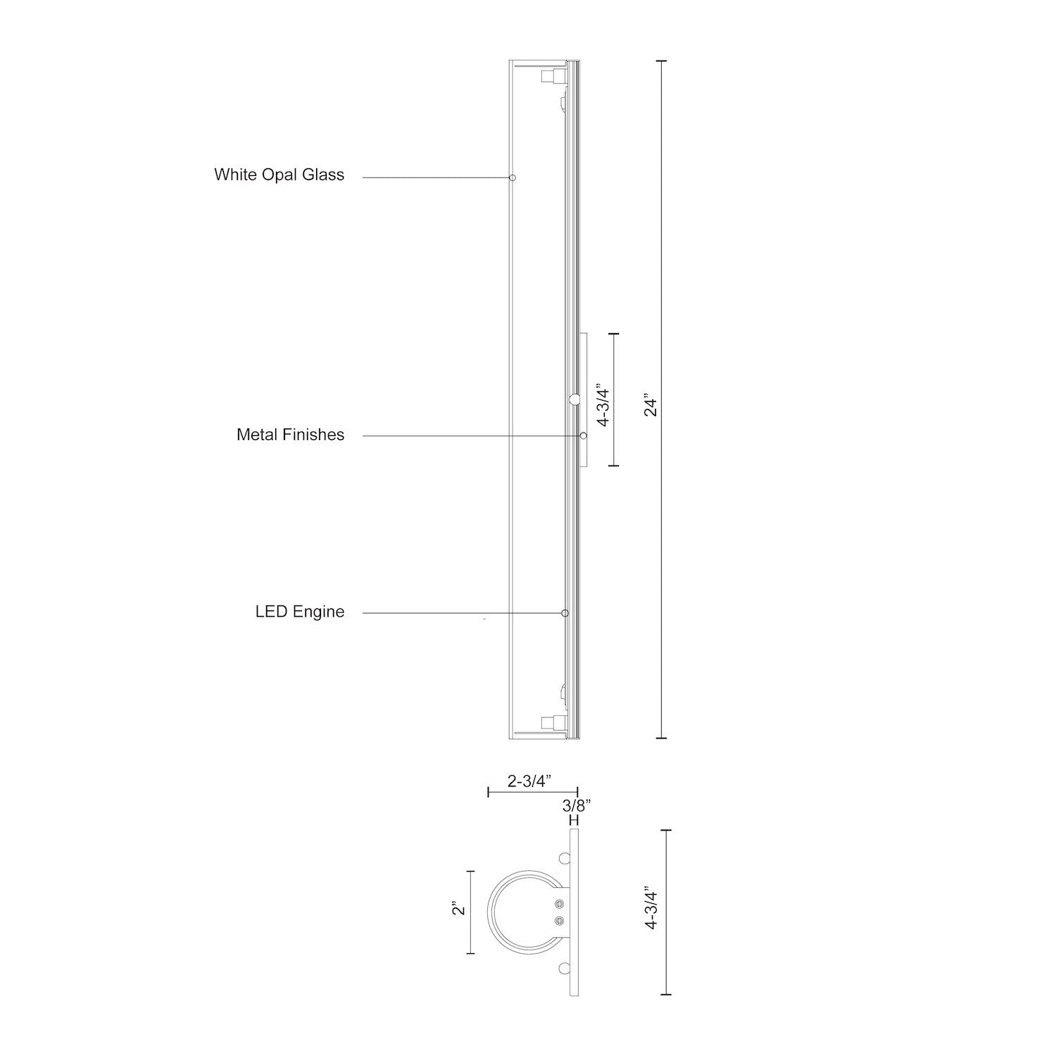 Bute 24-in Aluminum Wall Sconce