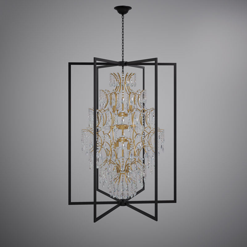 12 Lights Amare 36-in Chandelier Aged Brass/Matte Black Dimmable 480W