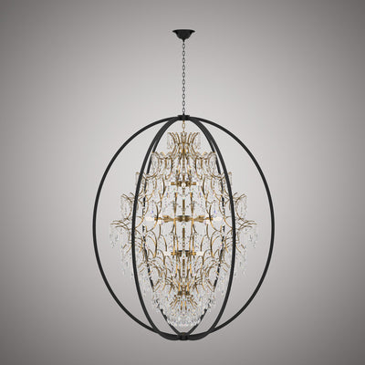 Bella 16-Light 48-in Aged Brass/Matte Black Chandelier Dimmable 640W