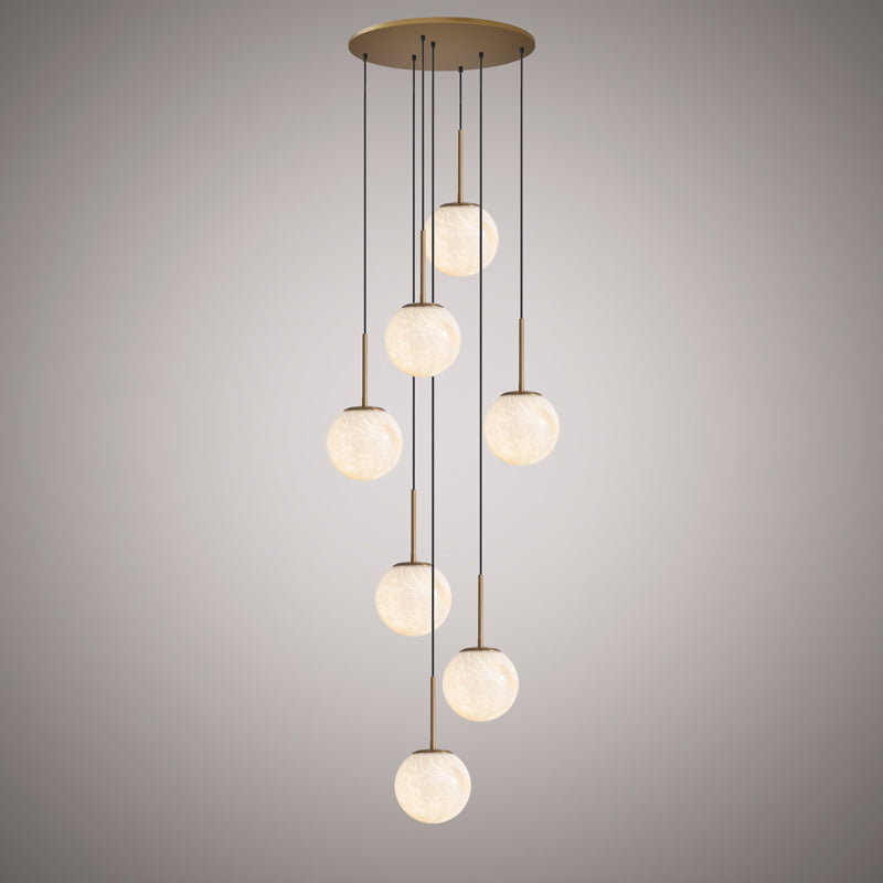 7 Lights Pearl 7-Light Chandelier Aged Brass Dimmable 420W