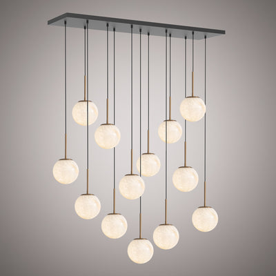Pearl 13-Light Aged Brass/Matte Black Chandelier Dimmable 780W