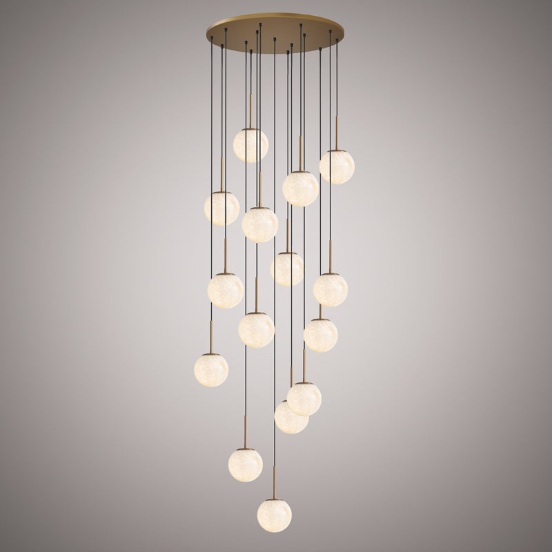 15 Lights Pearl 15-Light Chandelier Aged Brass Dimmable 900W