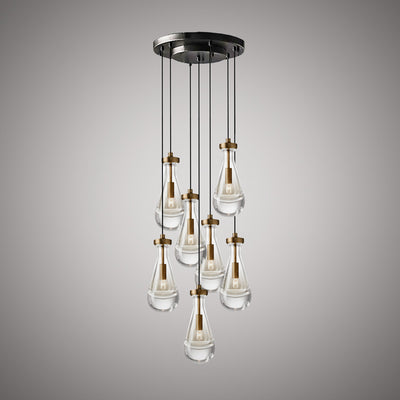Loft 7-Light Aged Brass/Matte Black Chandelier Dimmable 280W