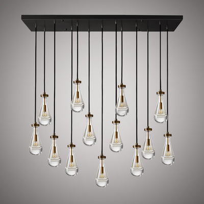 Loft 13-Light Aged Brass/Matte Black Chandelier Dimmable 520W