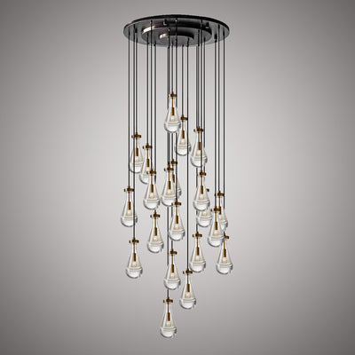 Loft 21-Light Aged Brass/Matte Black Chandelier Dimmable 840W