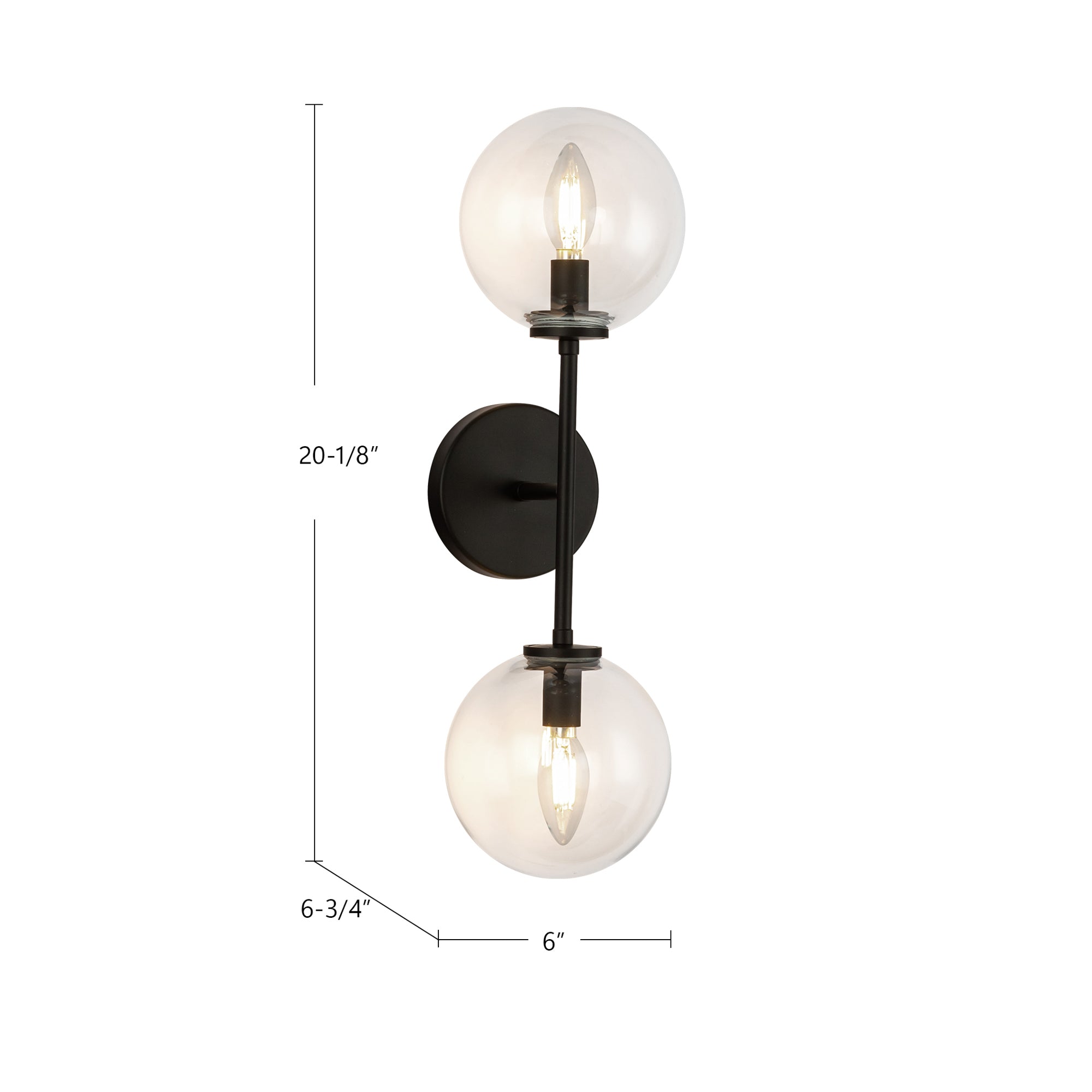 Cassia 20-in 2 Light Steel Vanity Light
