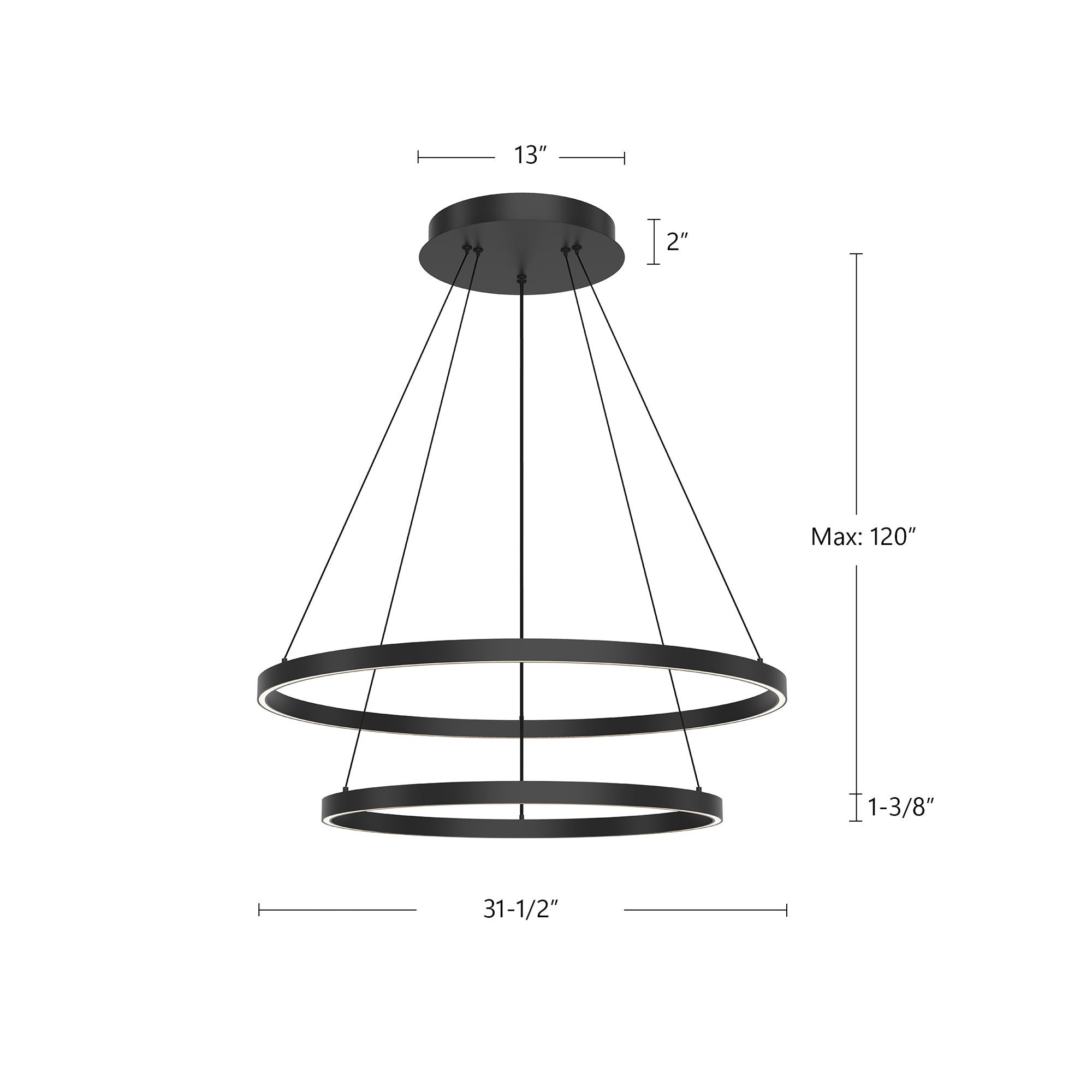 Cerchio 32-in 2 Tier Aluminum Chandelier