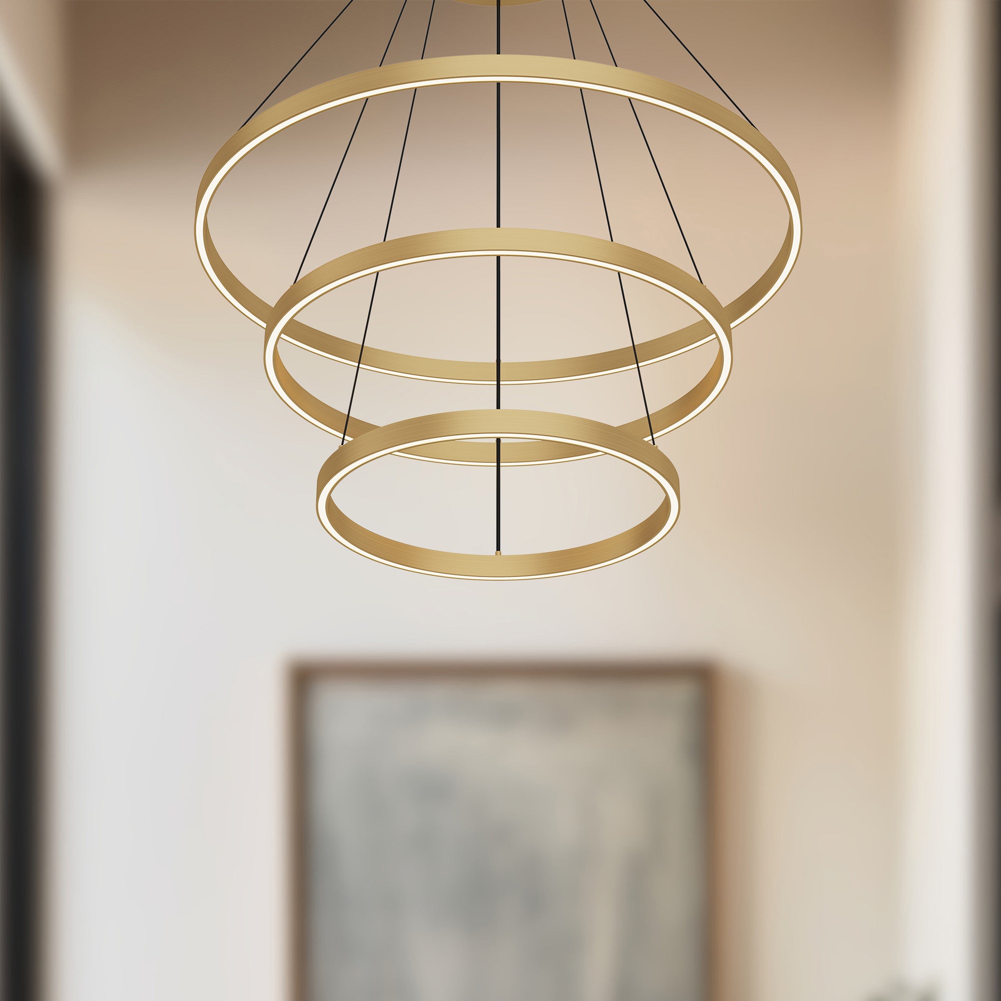 Cerchio 32-in 3 Tier Aluminum Chandelier