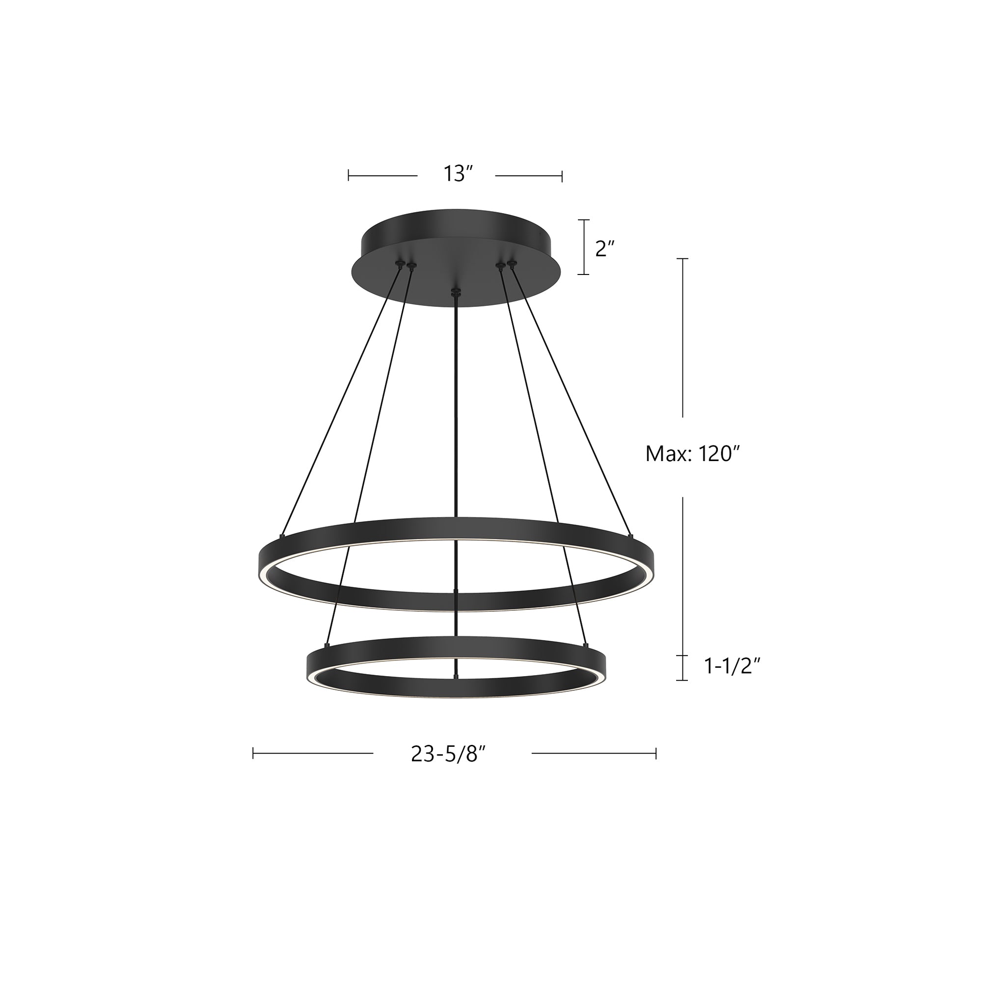 Cerchio 24-in 2 Tier Aluminum Chandelier