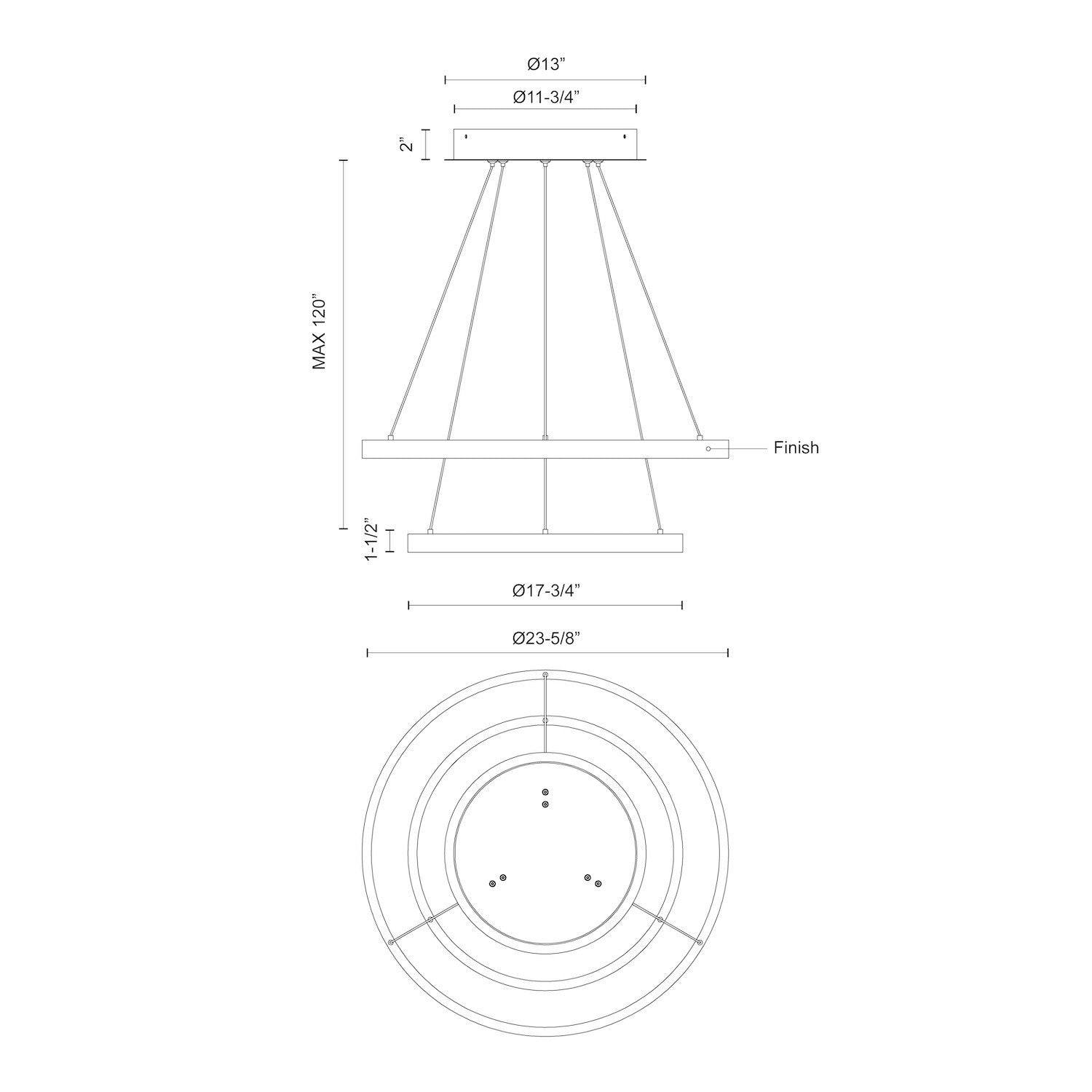 Cerchio 24-in 2 Tier Aluminum Chandelier