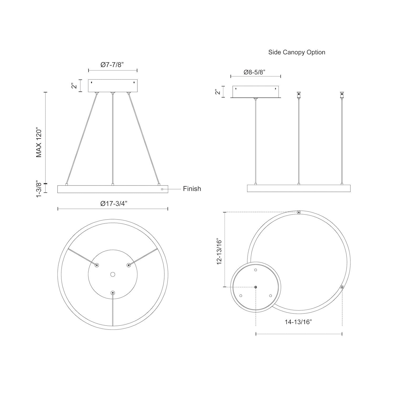 Cerchio 18-in Dimmable LED Downlight Pendant