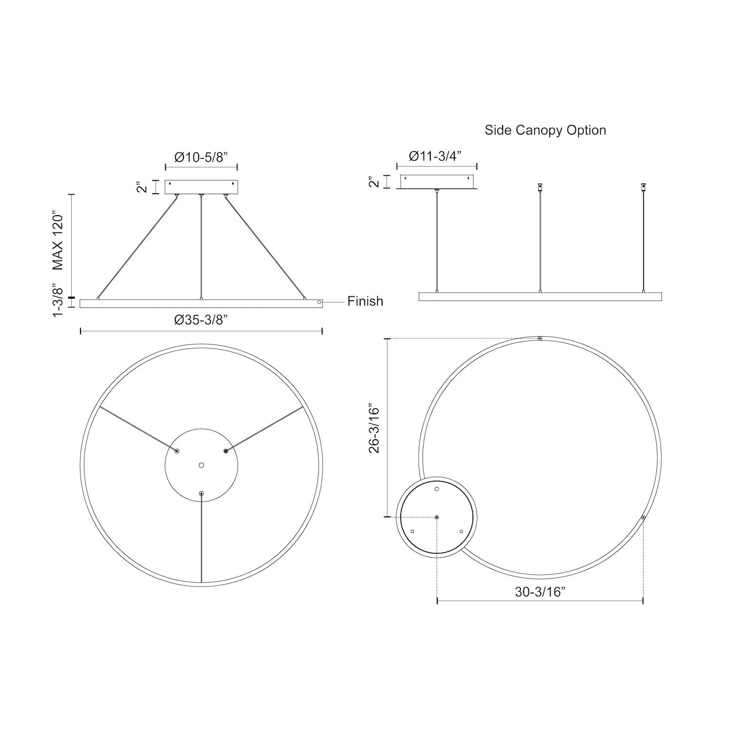 Cerchio 36-in Dimmable LED Downlight Pendant