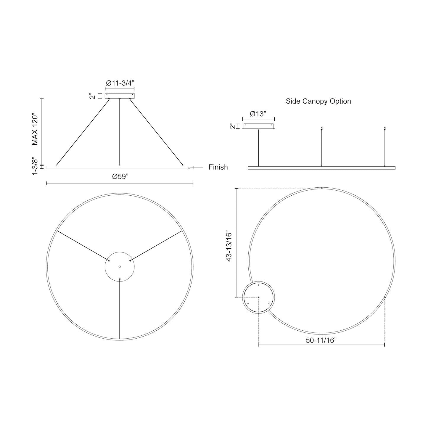 Cerchio 60-in Dimmable LED Downlight Pendant