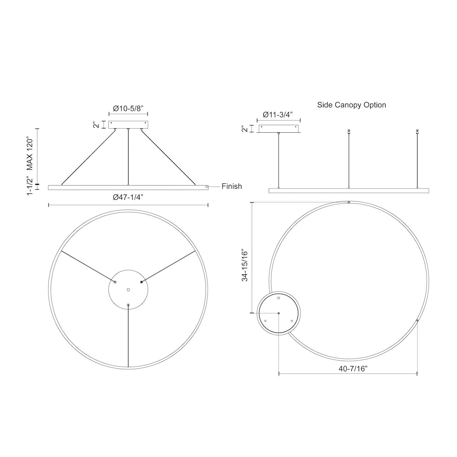 Cerchio 48-in Round Up and Down LED Ring Pendant