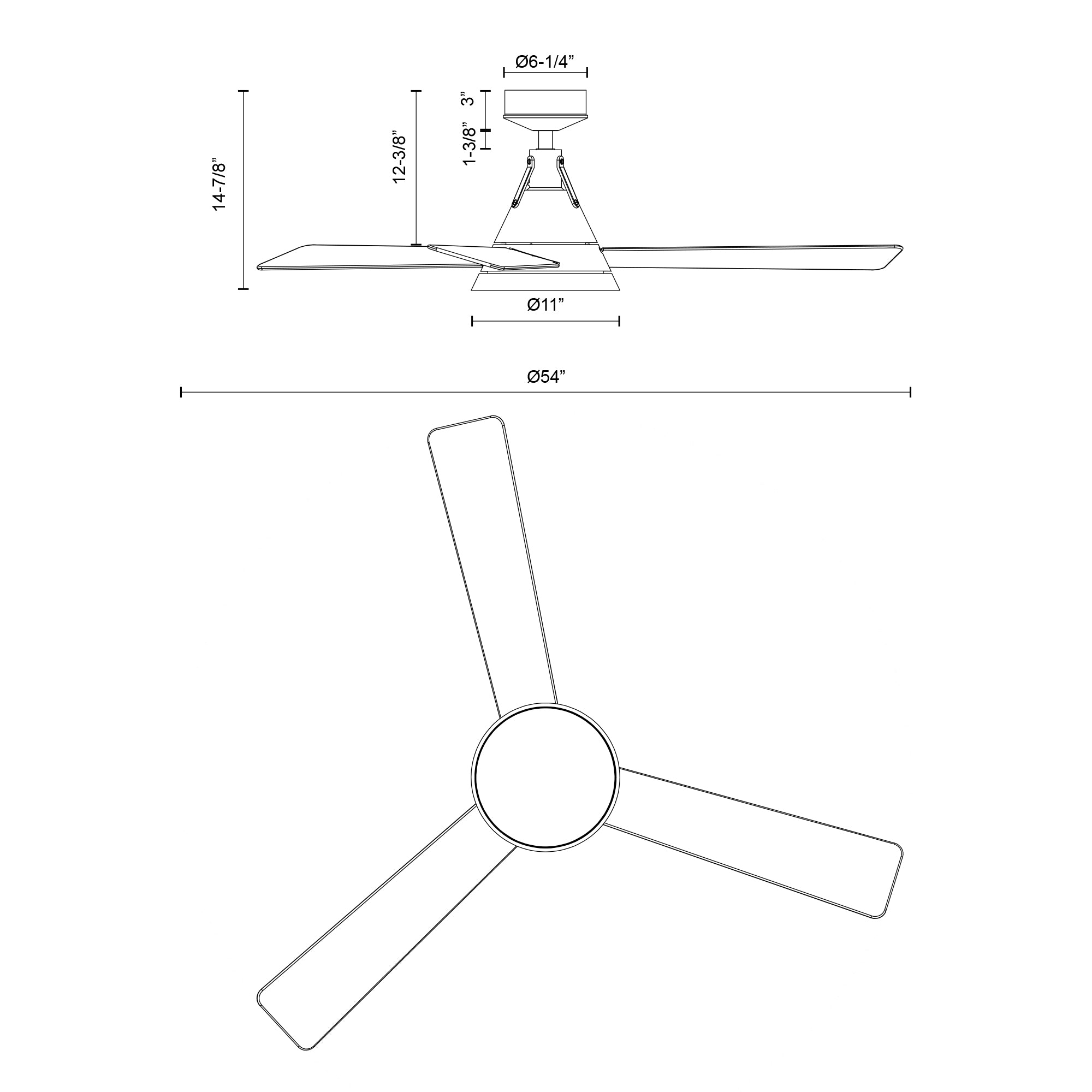 Archer 54-in Matte Black Reversible DC LED Ceiling Fan