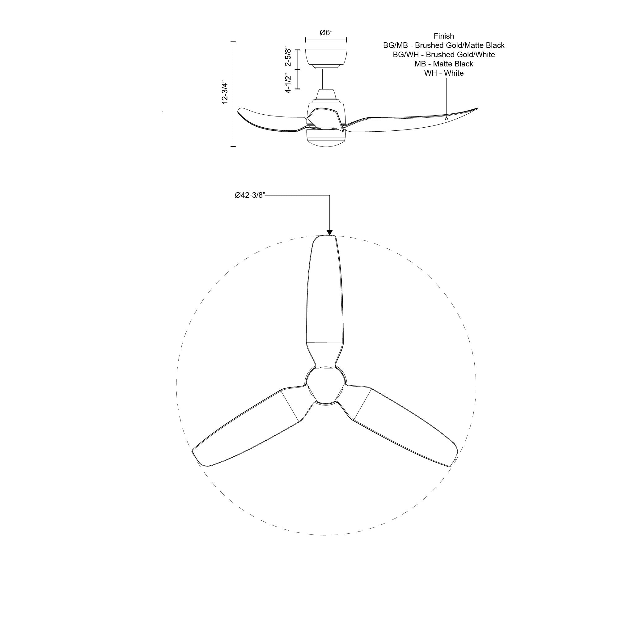 Hugo 42-in White Reversible DC Ceiling Fan