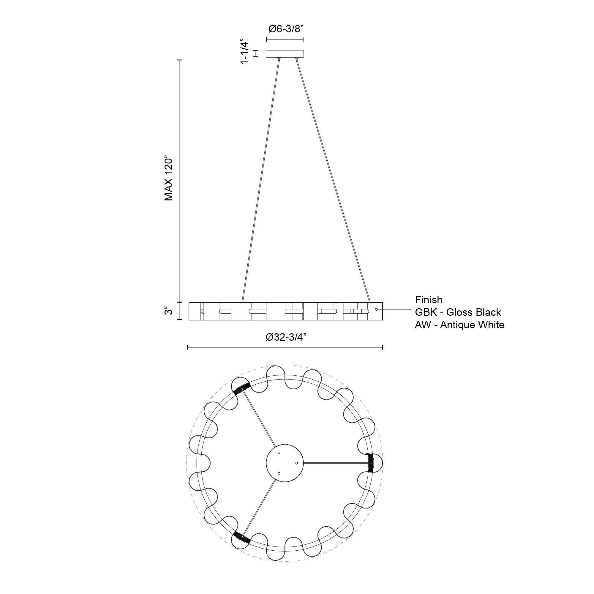 Nami 32-in Steel Chandelier