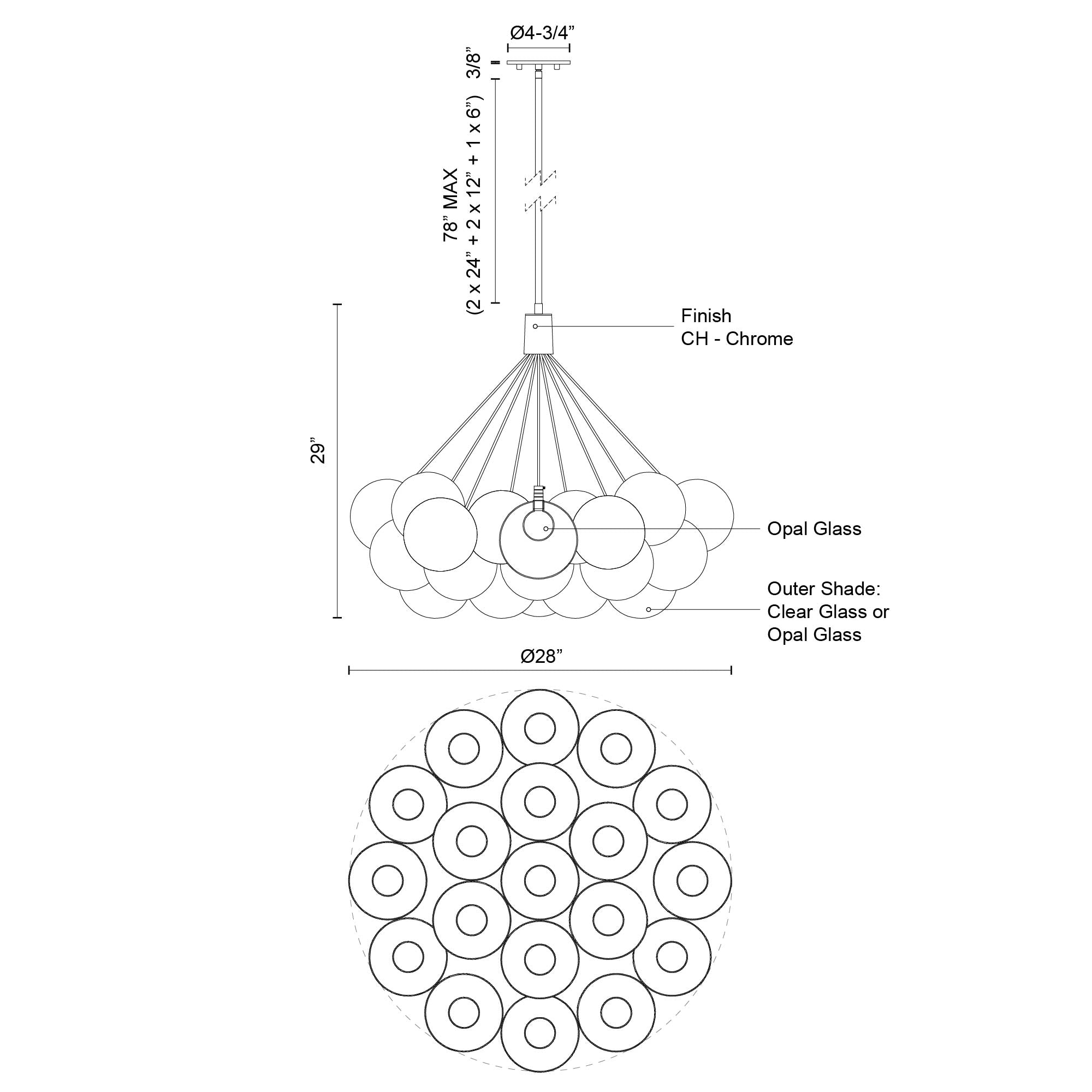 Bolla 17-in Steel Chandelier