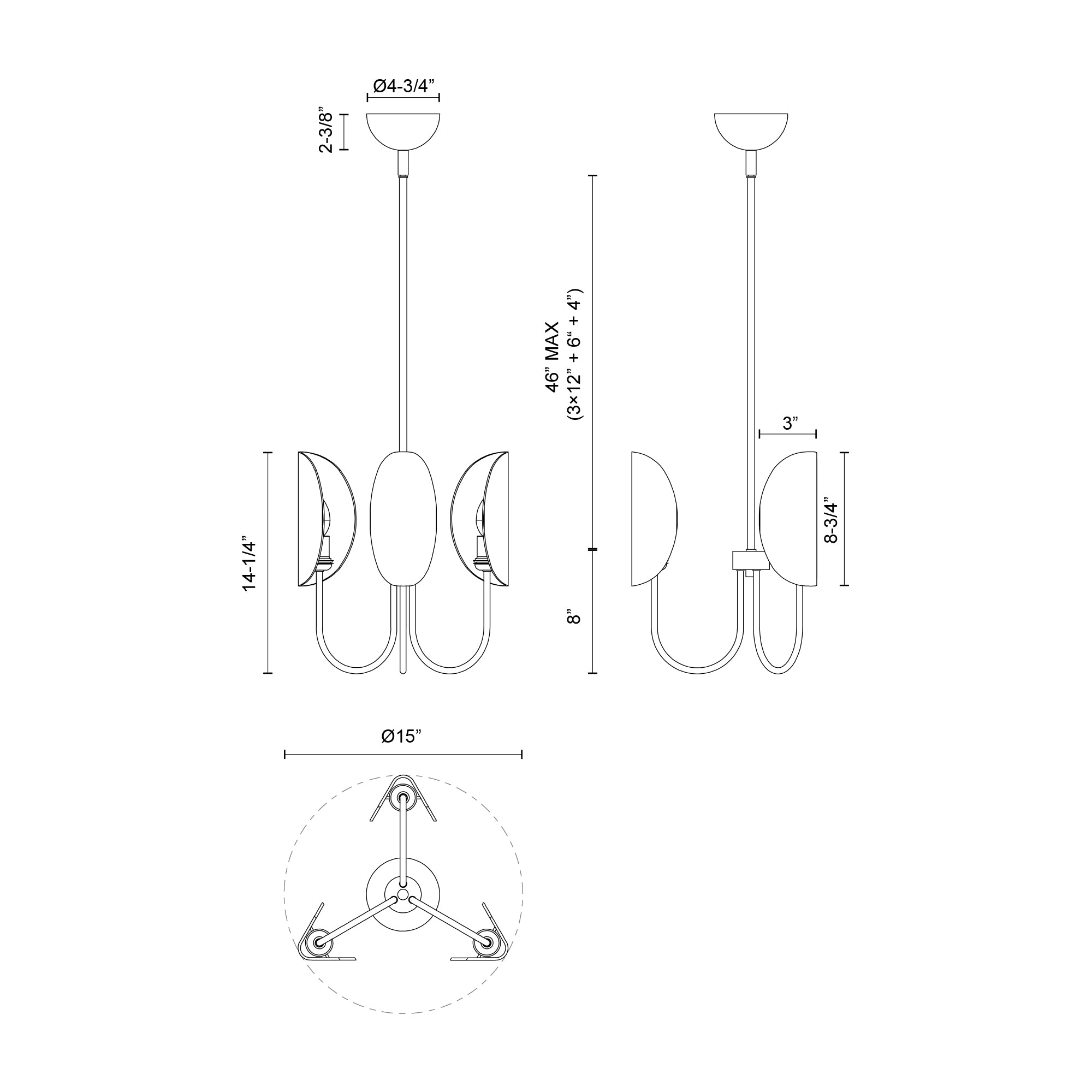 Seno 15-in Steel Chandelier