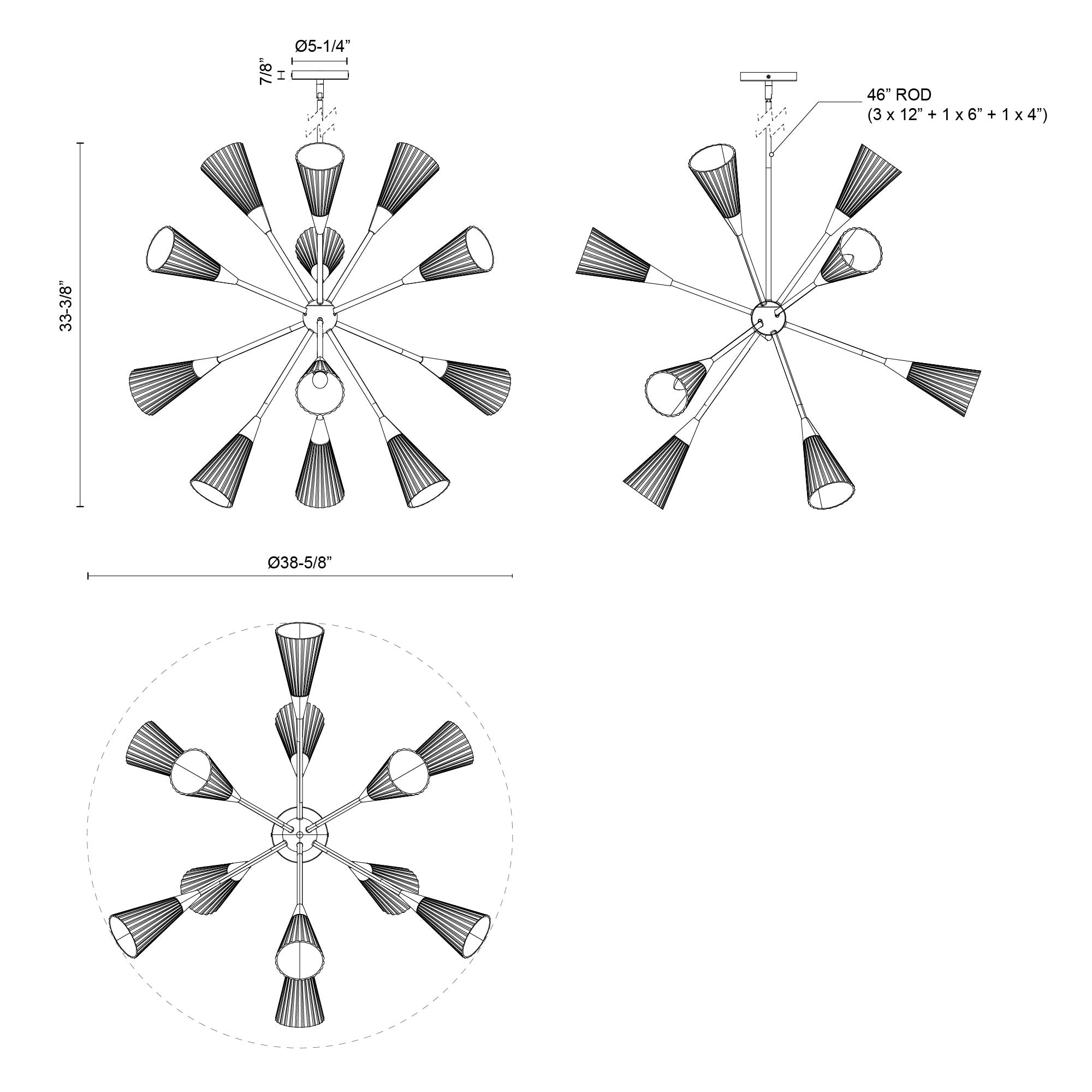 Cosmo 39-in Steel Chandelier