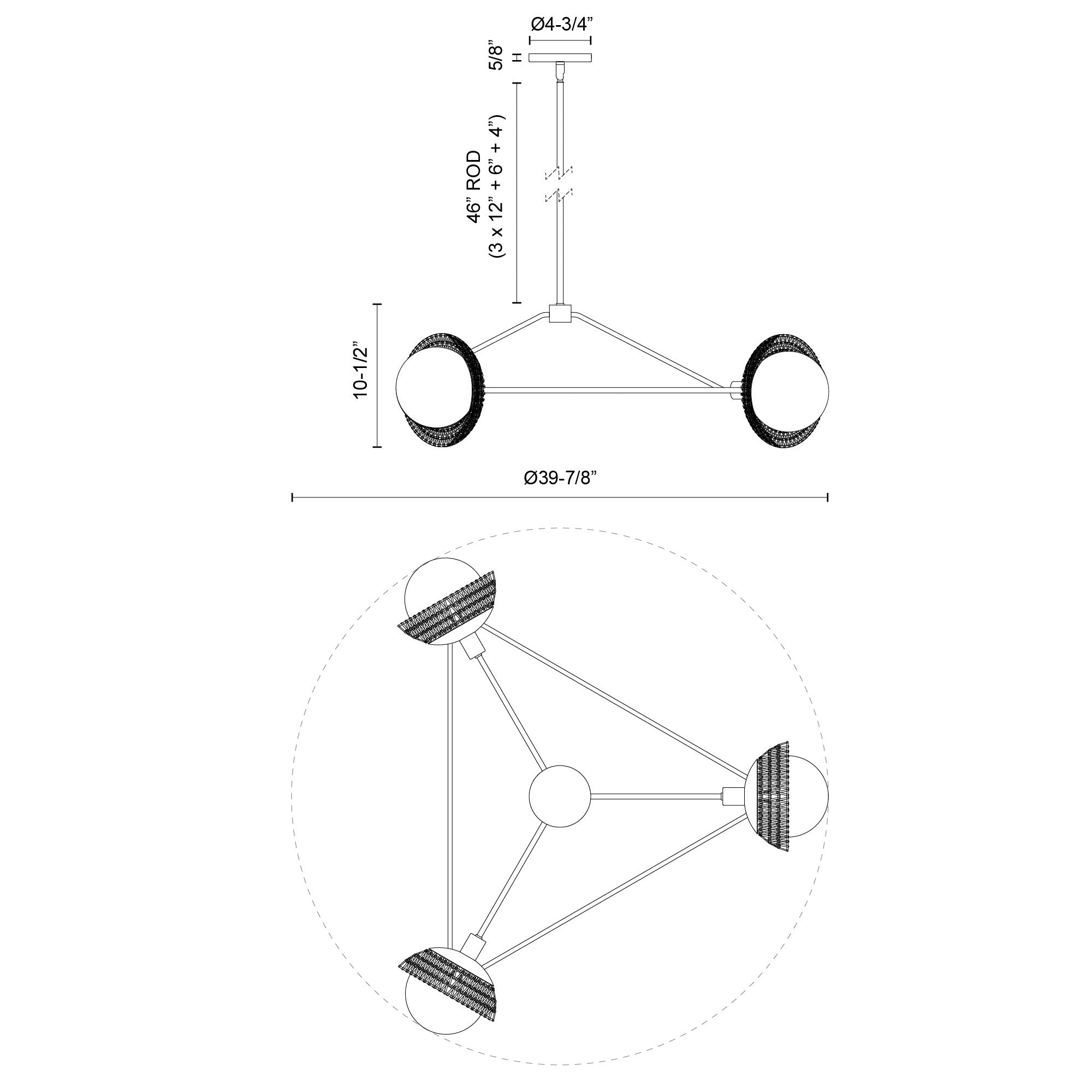 Perth 40-in Steel Chandelier