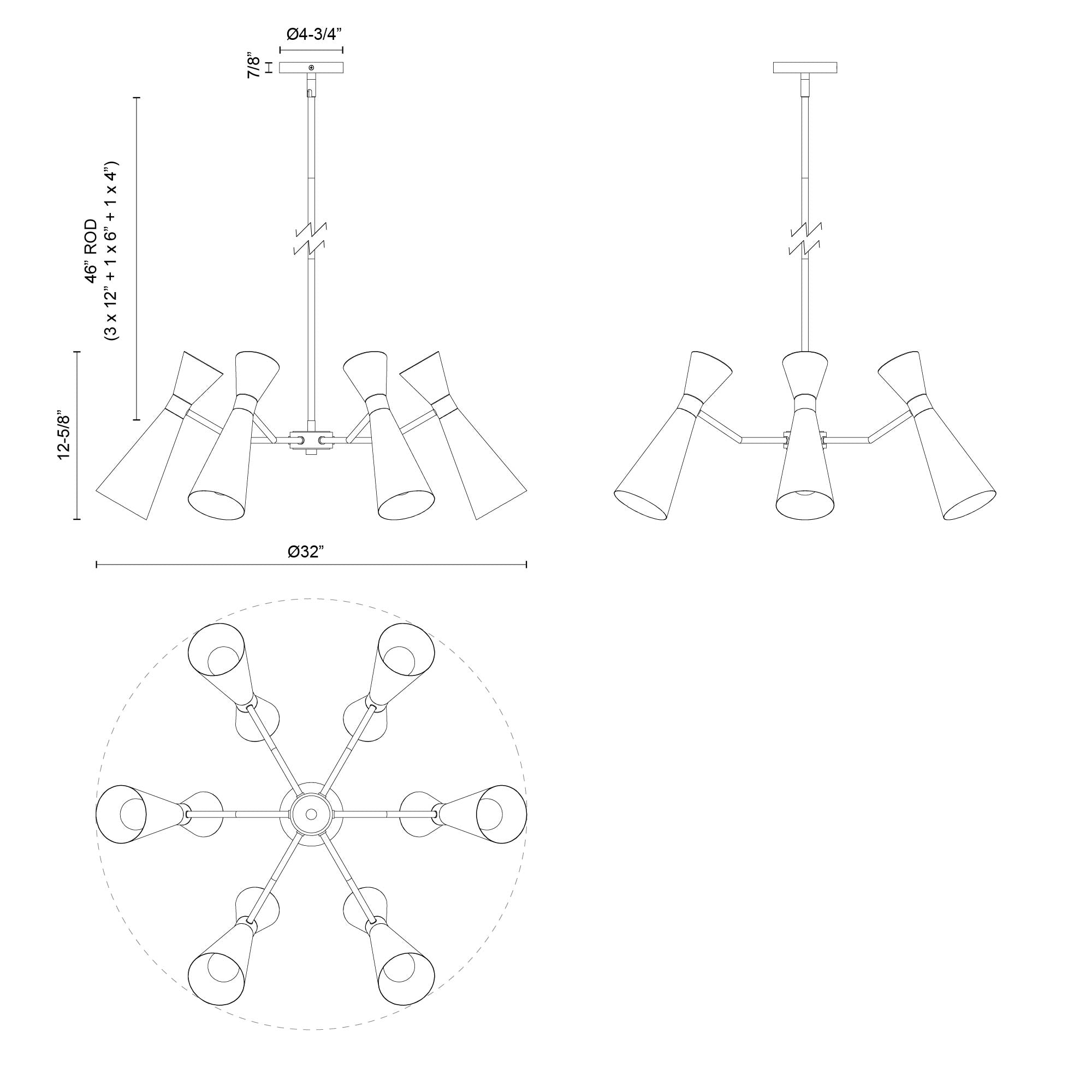 Blake 32-in Steel Chandelier