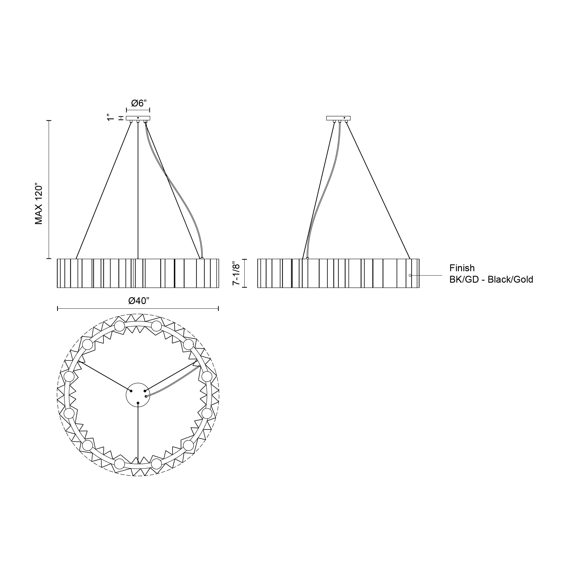 Akira 40-in Steel Chandelier