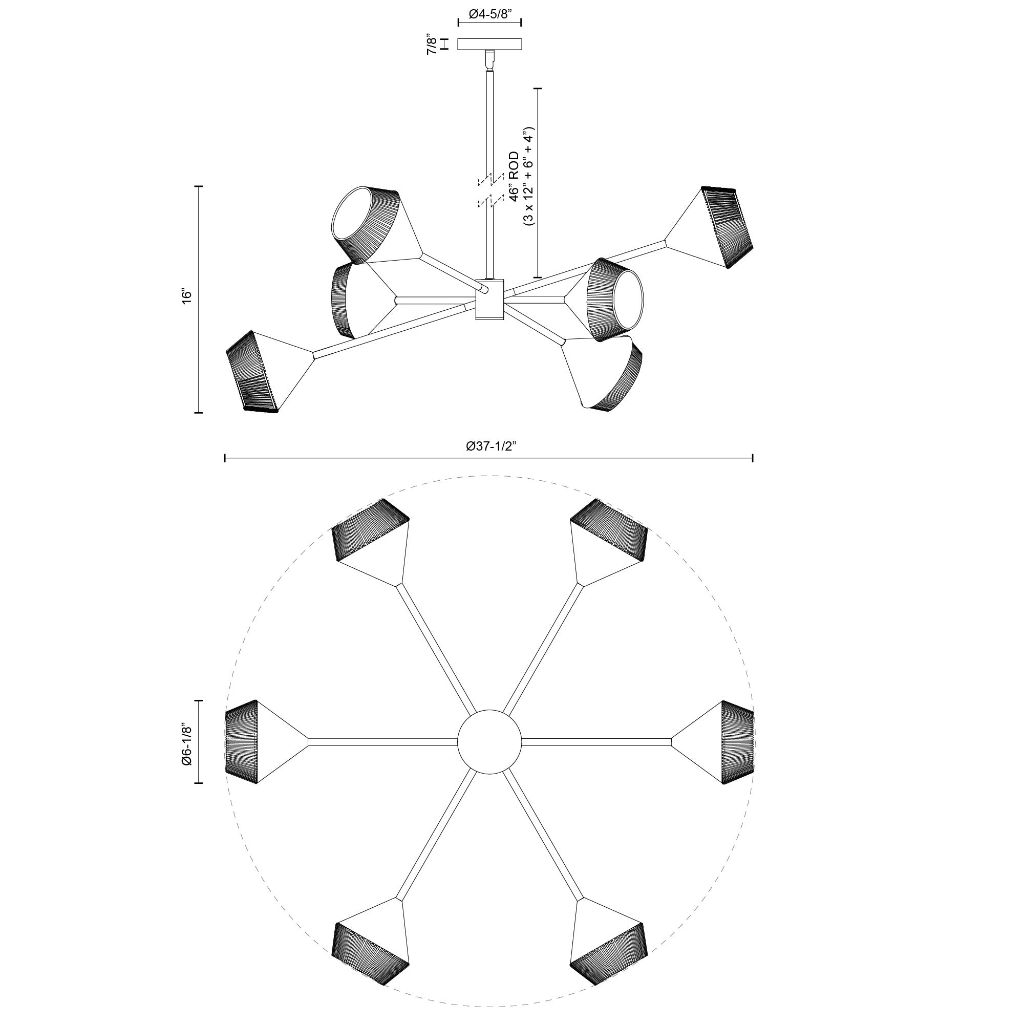 Daphne 38-in Steel Chandelier