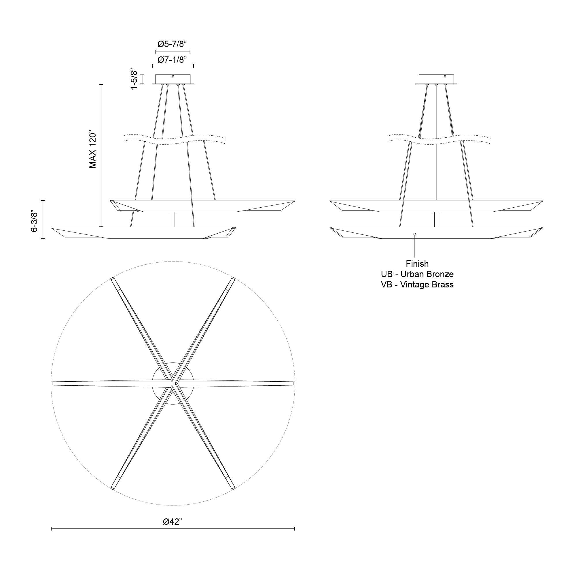 Tachi 42-in Steel Chandelier