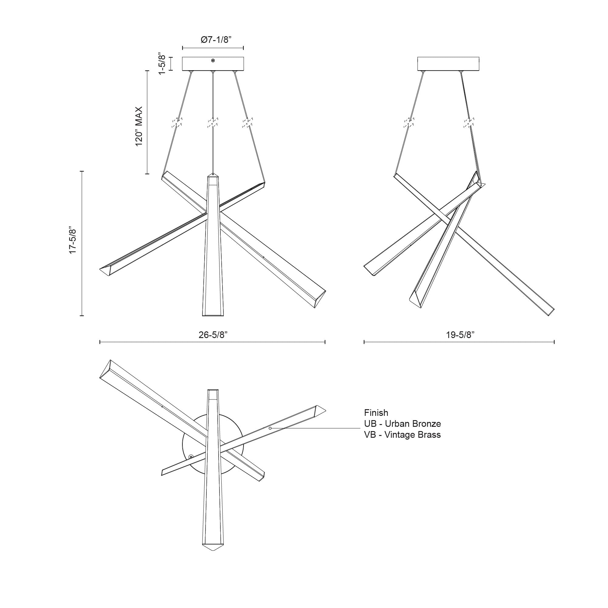 Lex 27-in Steel Chandelier
