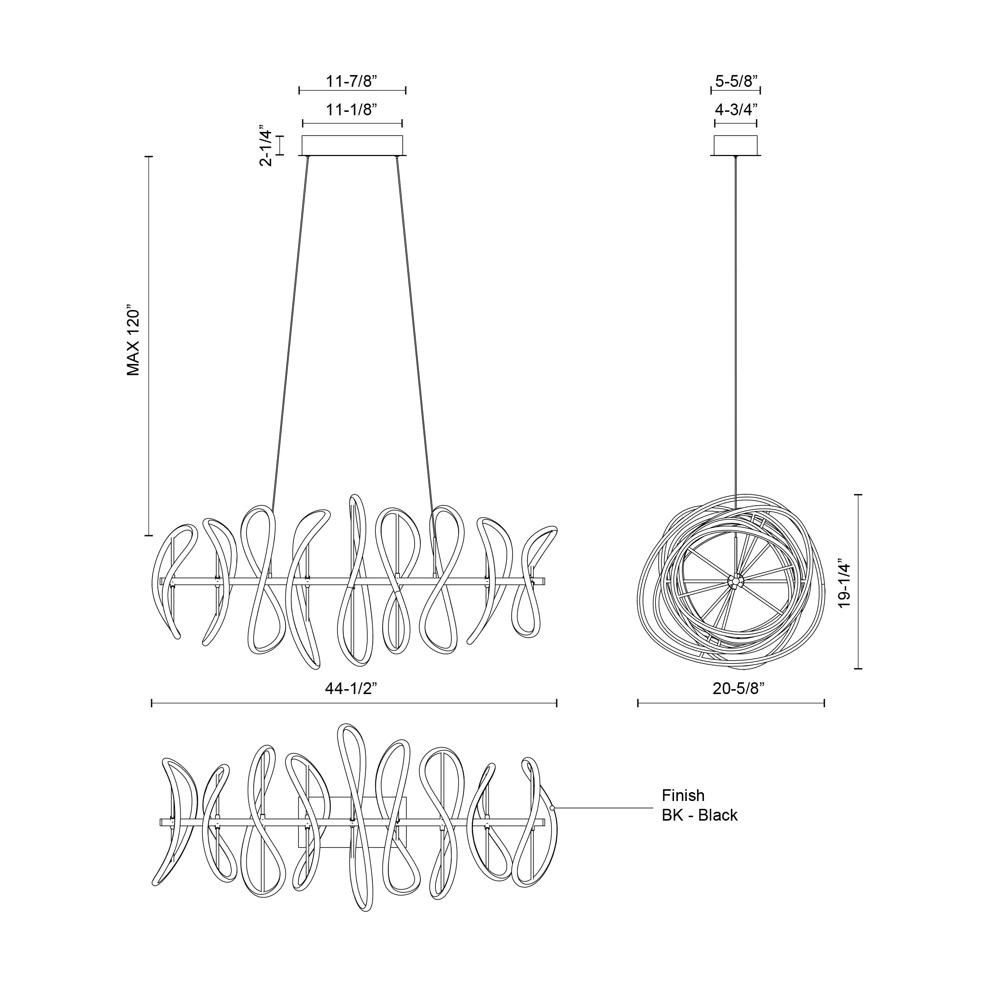 Collide 44-in Aluminum Chandelier