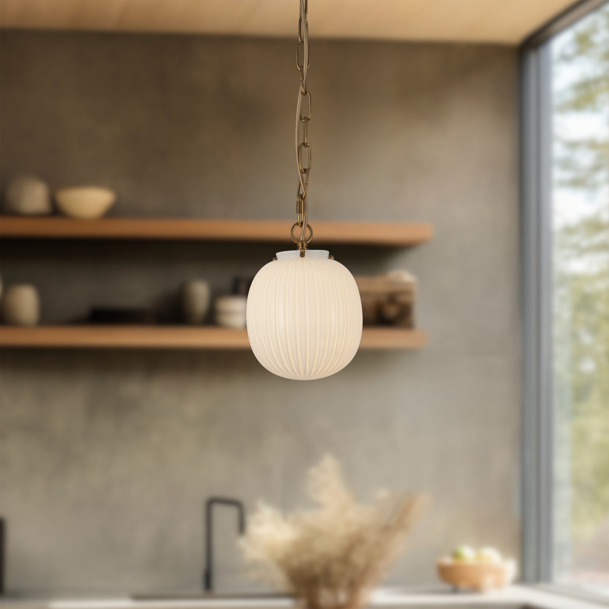 Cherise 7-in Steel Pendant