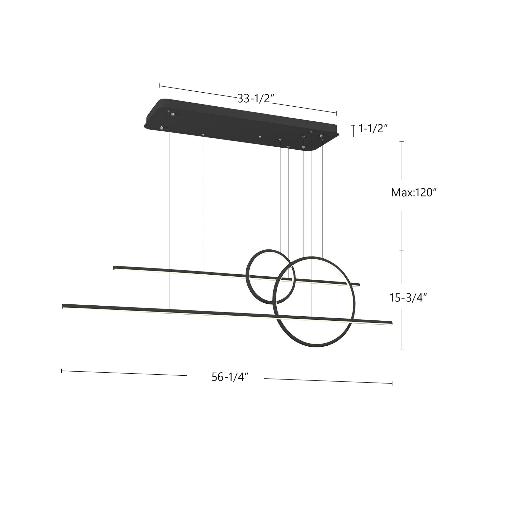 Chute Calypso 56-in Aluminum Multi Pendant