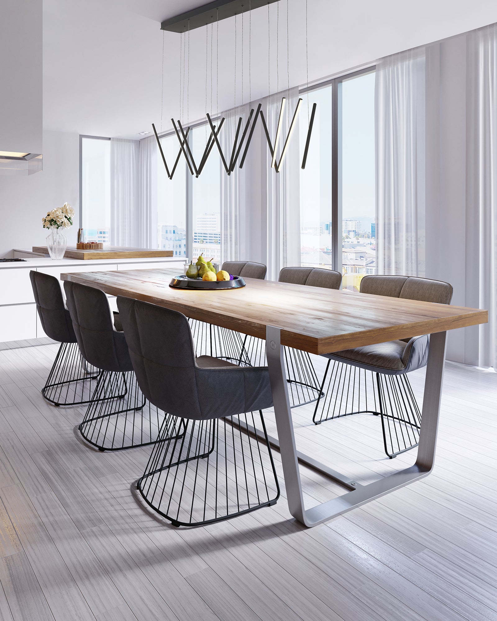 Chute 40-in Multi-Bar Linear LED Pendant
