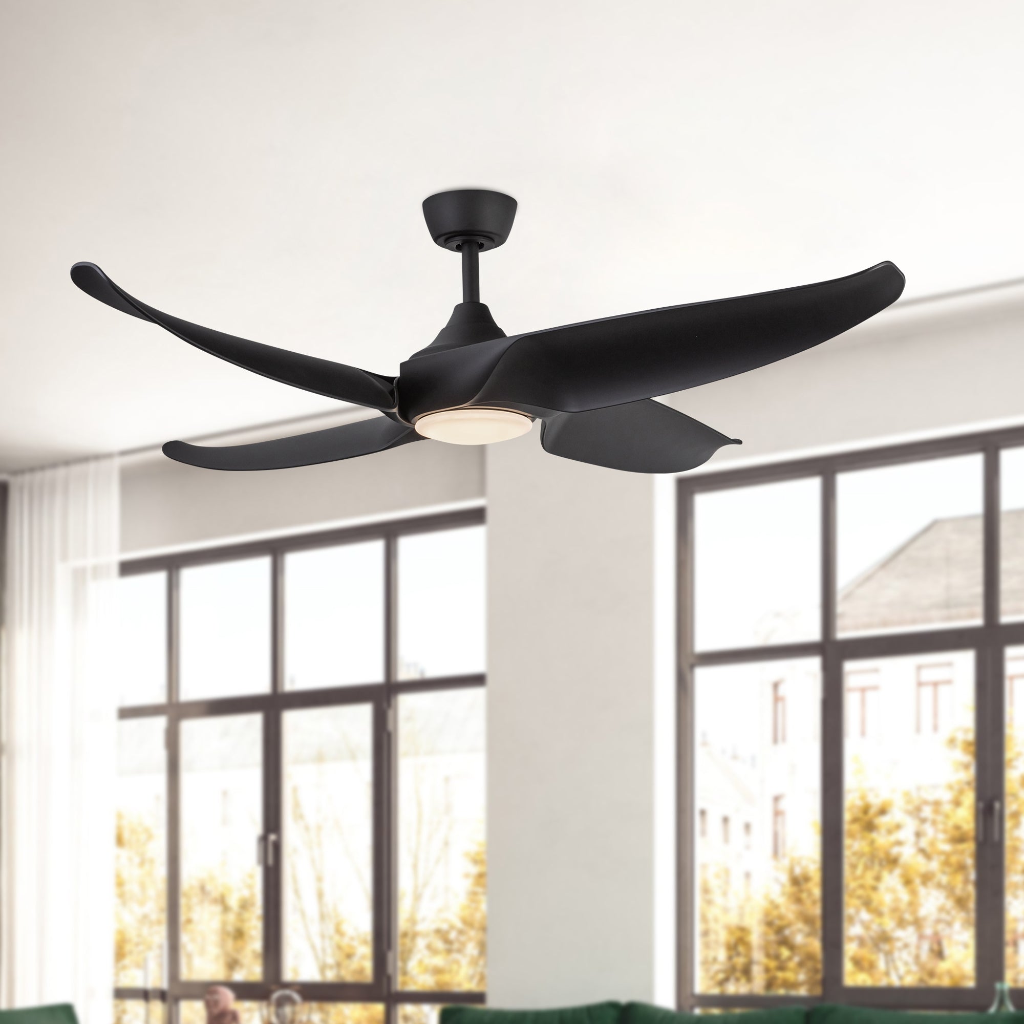 Coronado 56-in Matte Black Reversible DC LED Ceiling Fan