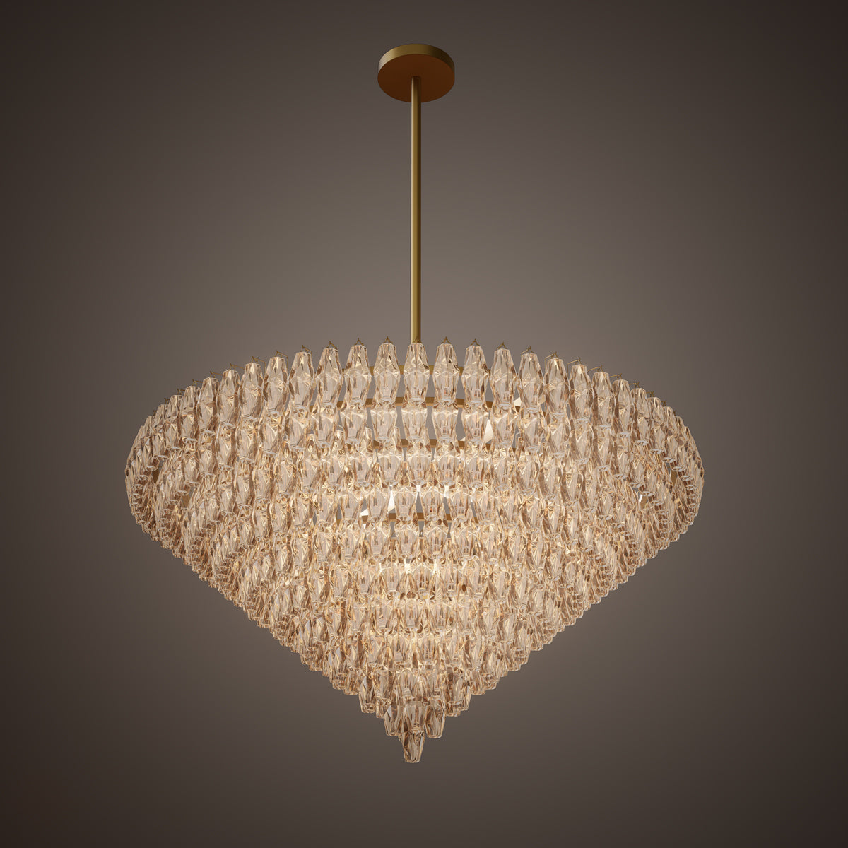 Prism 61-inch 36-light Aged Brass Round Chandelier with Amber Glass
