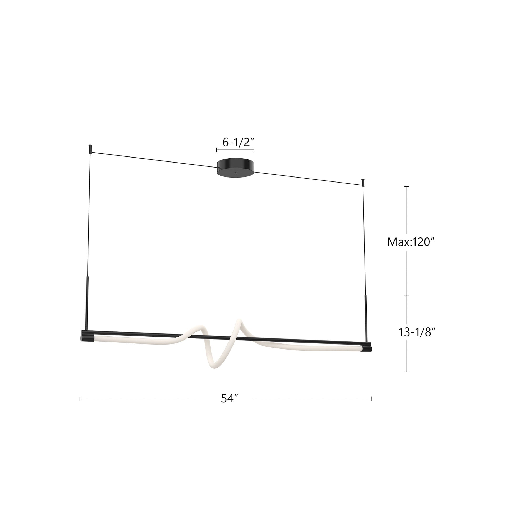 Cursive 54-in Aluminum Linear Pendant