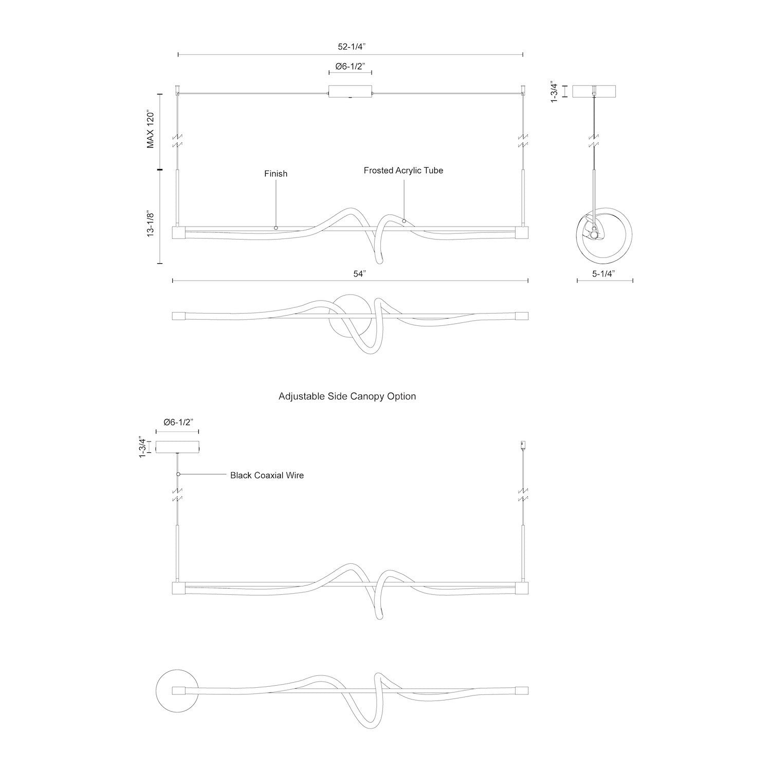Cursive 54-in Aluminum Linear Pendant