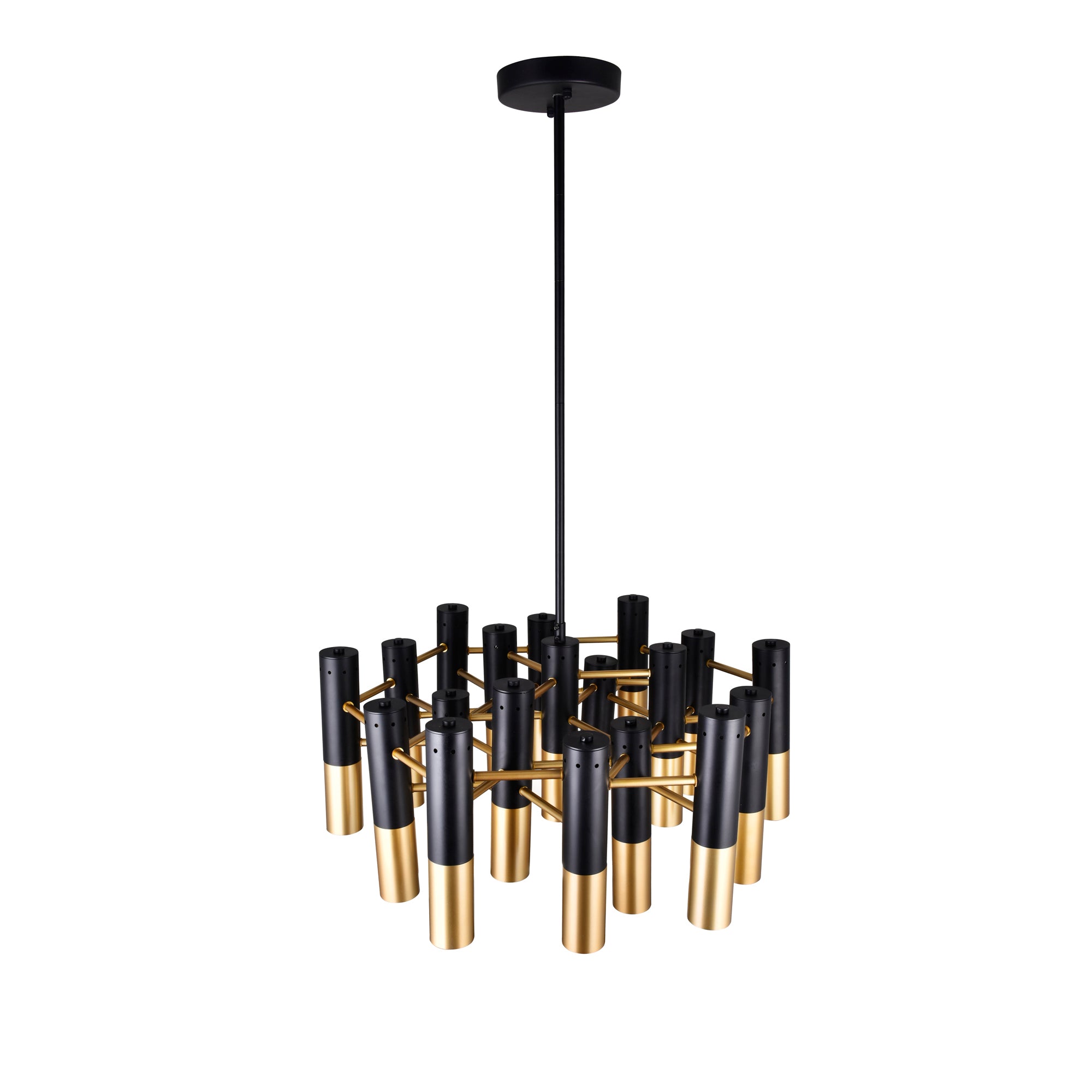 Anem 19 Light Matte Black and Satin Gold Down Chandelier