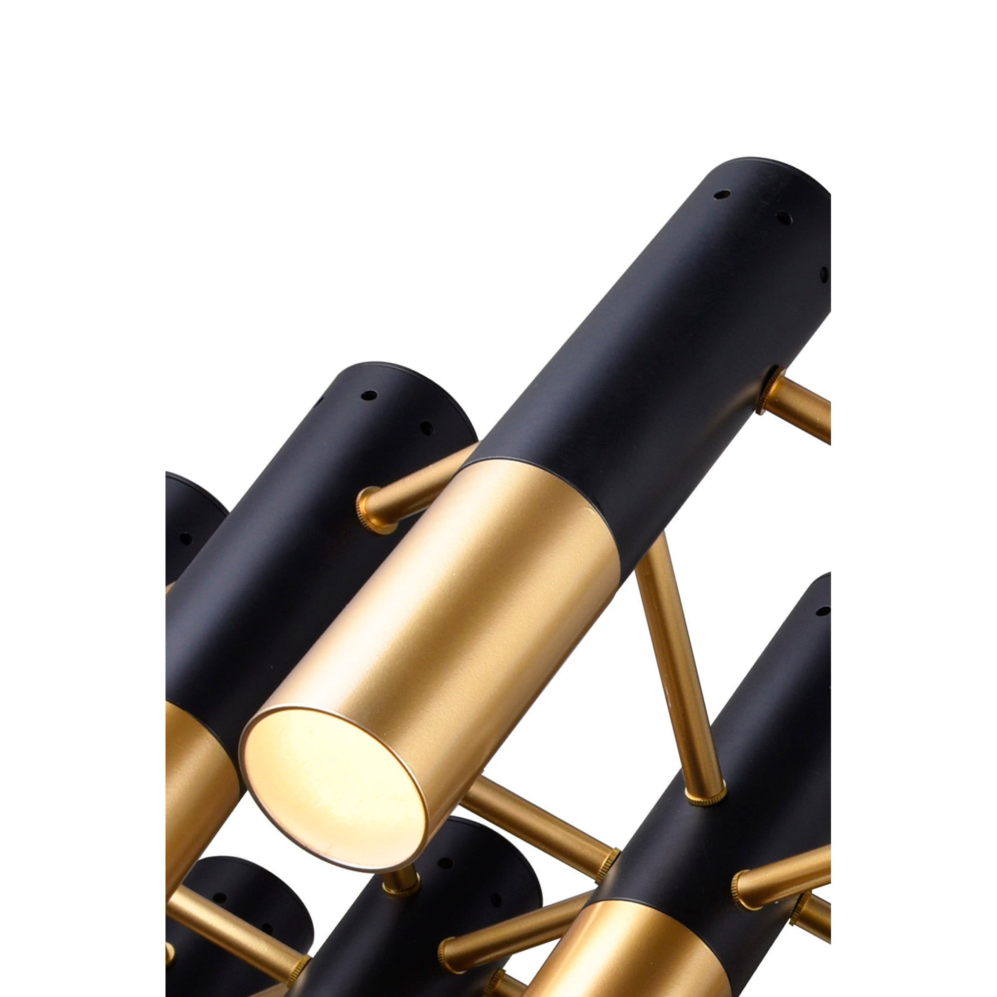 Anem 19 Light Matte Black and Satin Gold Down Chandelier