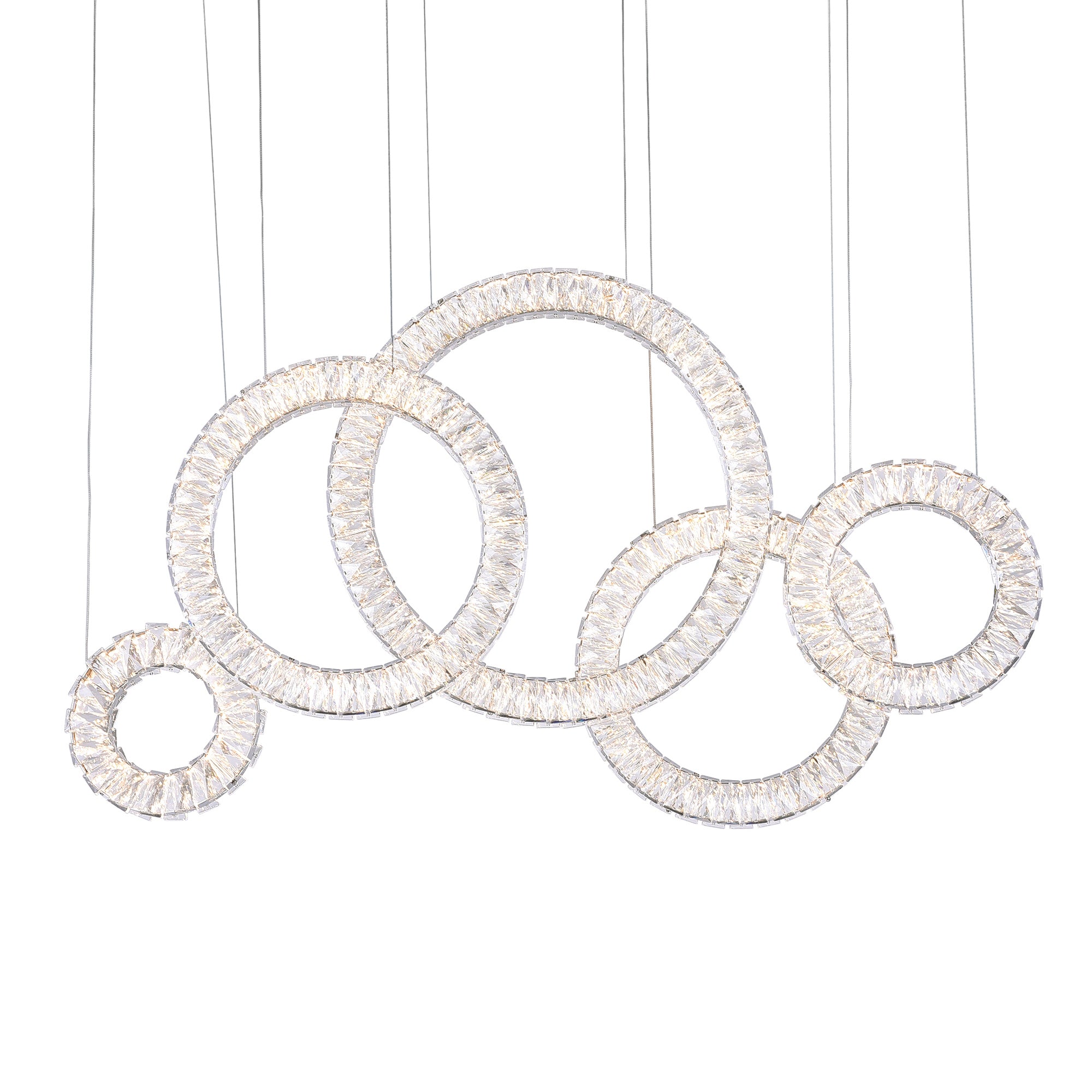 Celina Chandeliers 5 Crystal Rings Chrome