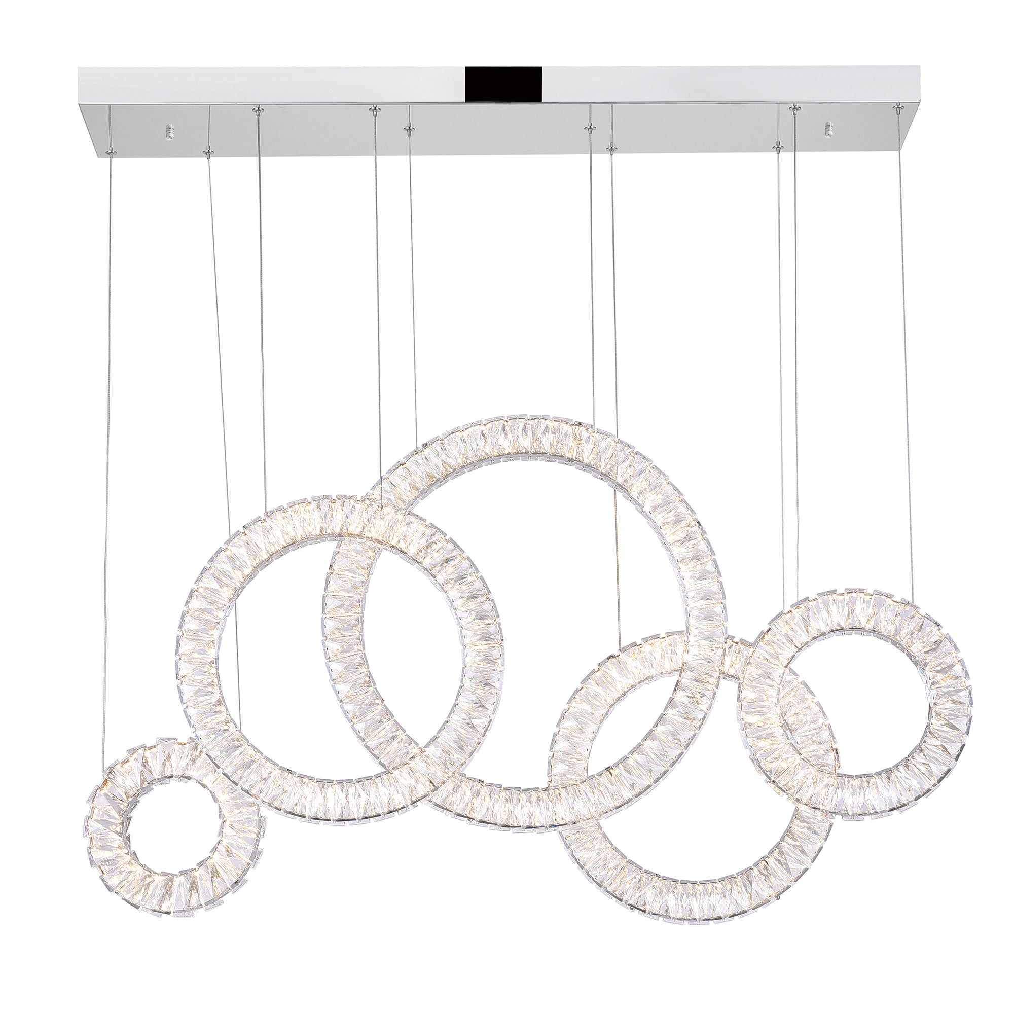 Celina Chandeliers 5 Crystal Rings Chrome
