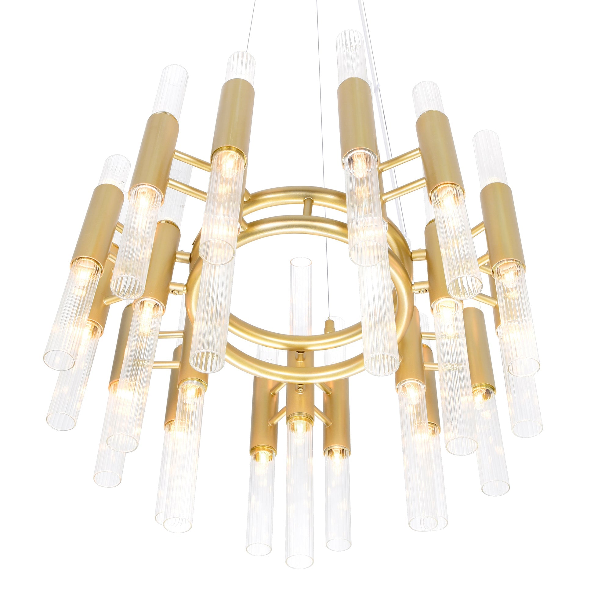 Orgue 42 Light 20in Gold Chandelier Satin Finish