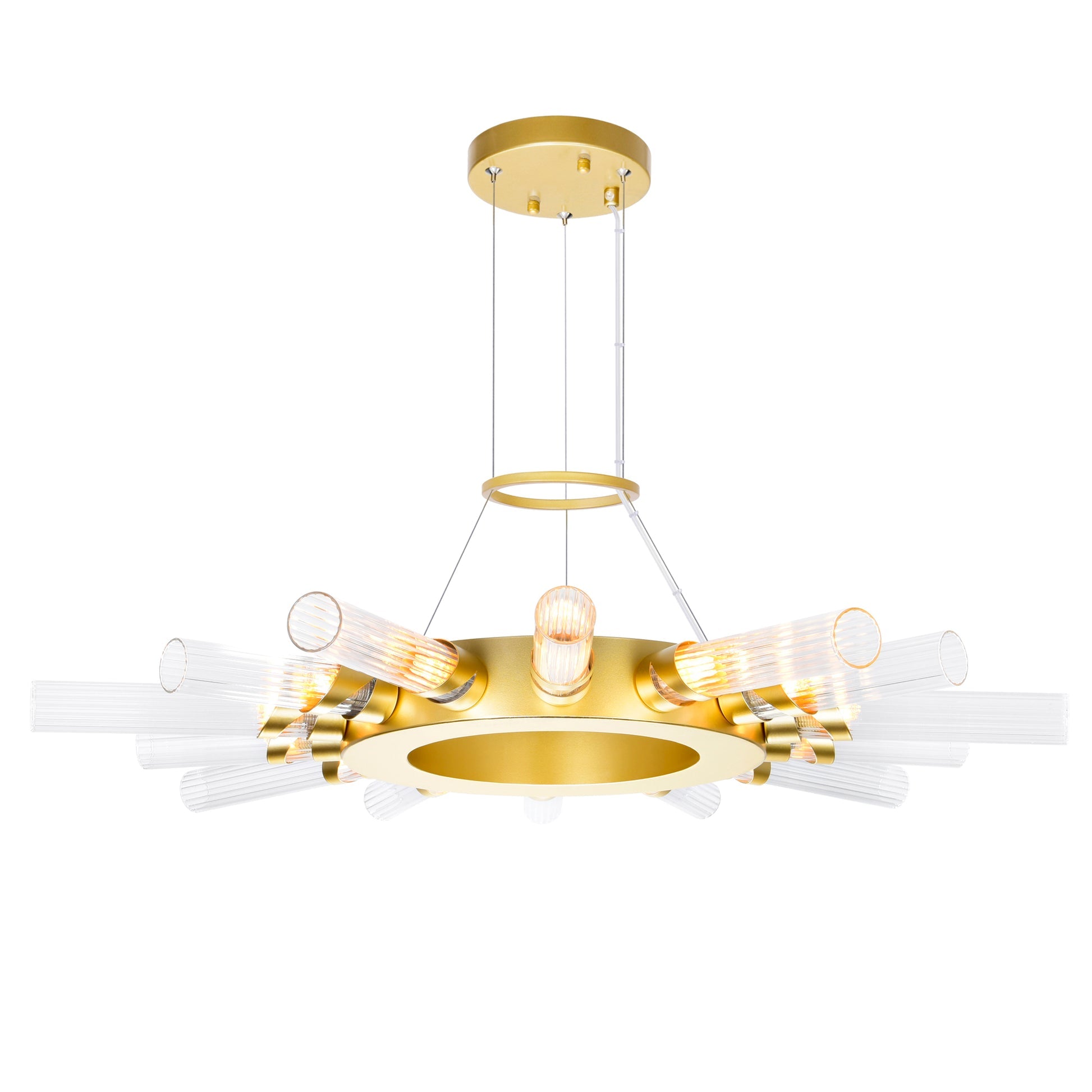 Collar 14 Light Satin Gold Chandelier