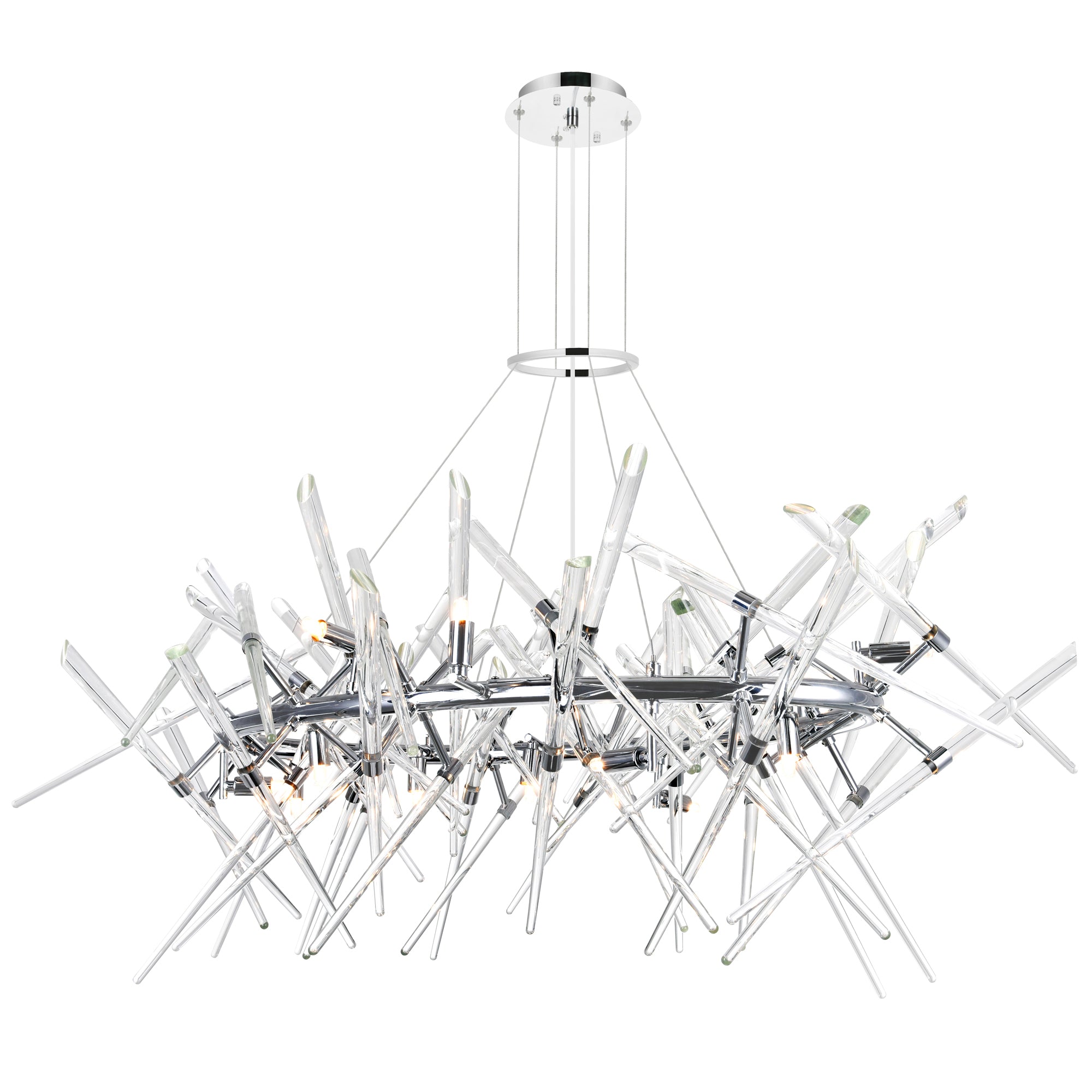 Icicle 12 Light Chrome Chandelier with Cascading Crystals