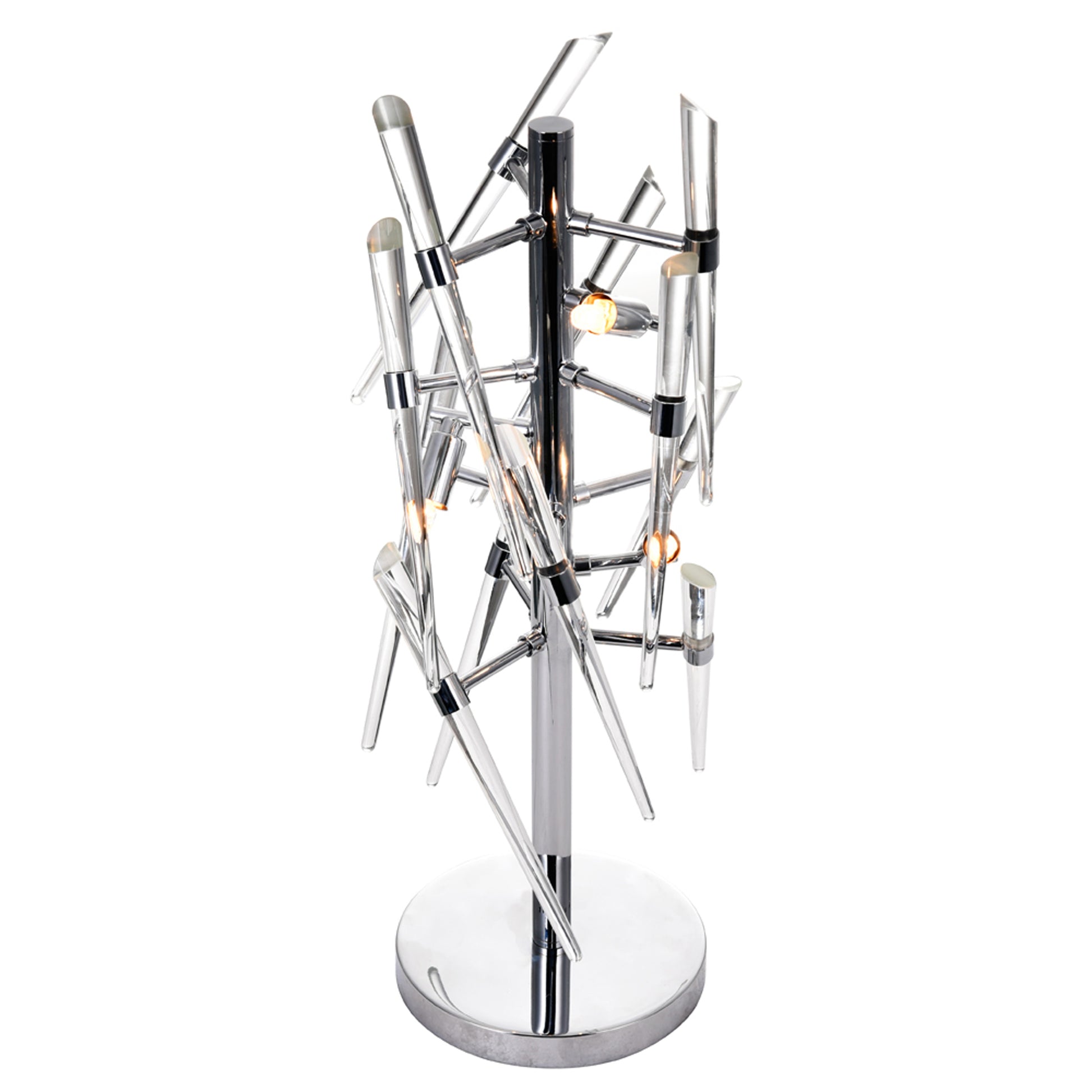 Icicle 3 Light Chrome Table Lamp with Clear Glass Spikes