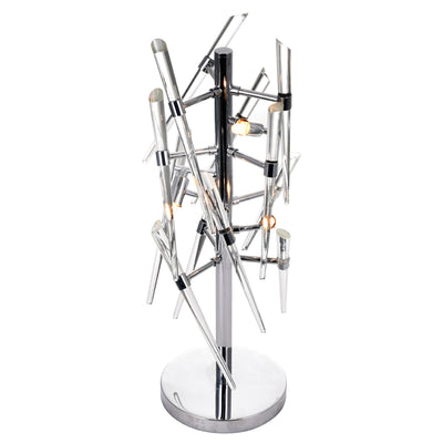 Icicle 3 Light Chrome Table Lamp with Clear Glass Spikes