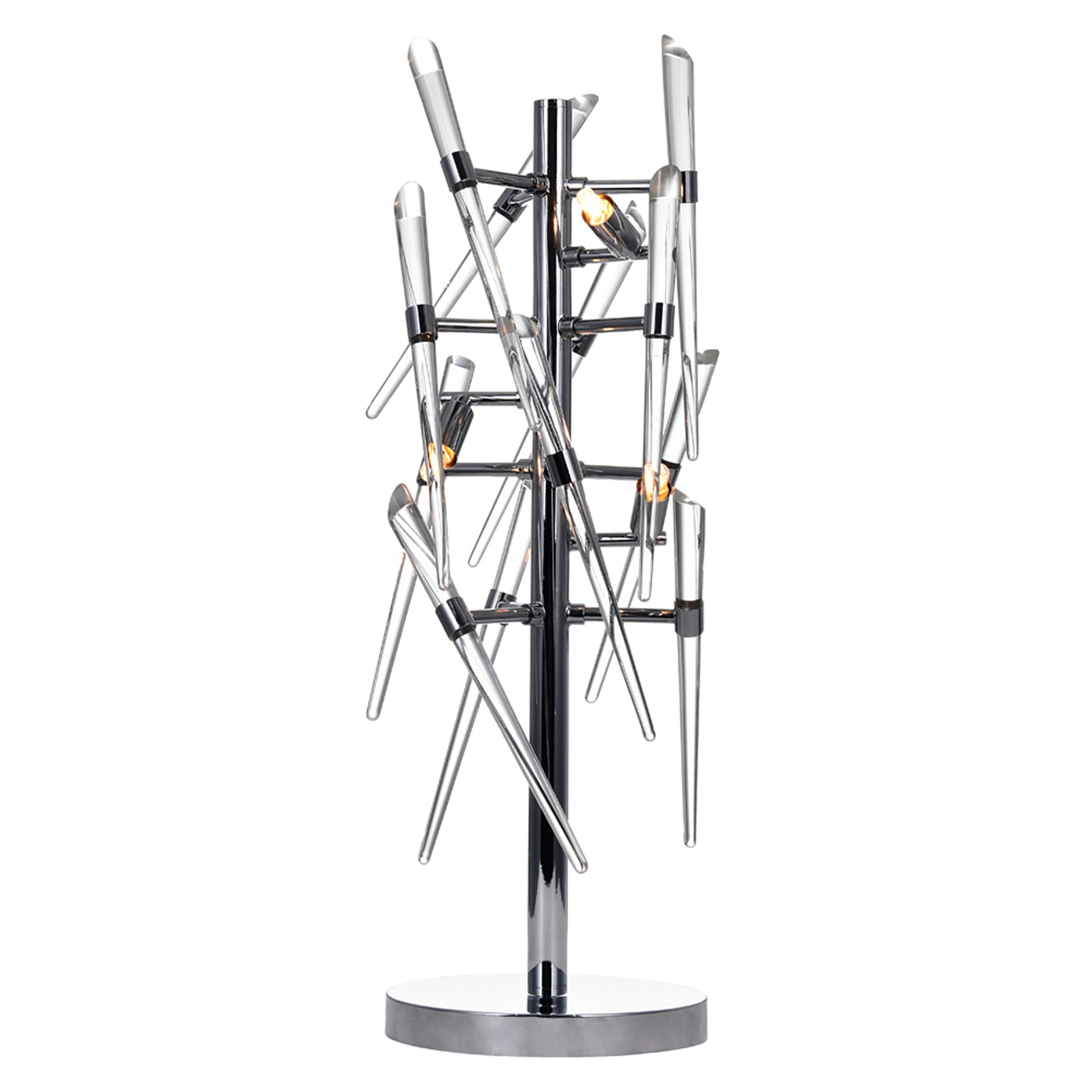 Icicle 3 Light Chrome Table Lamp with Clear Glass Spikes