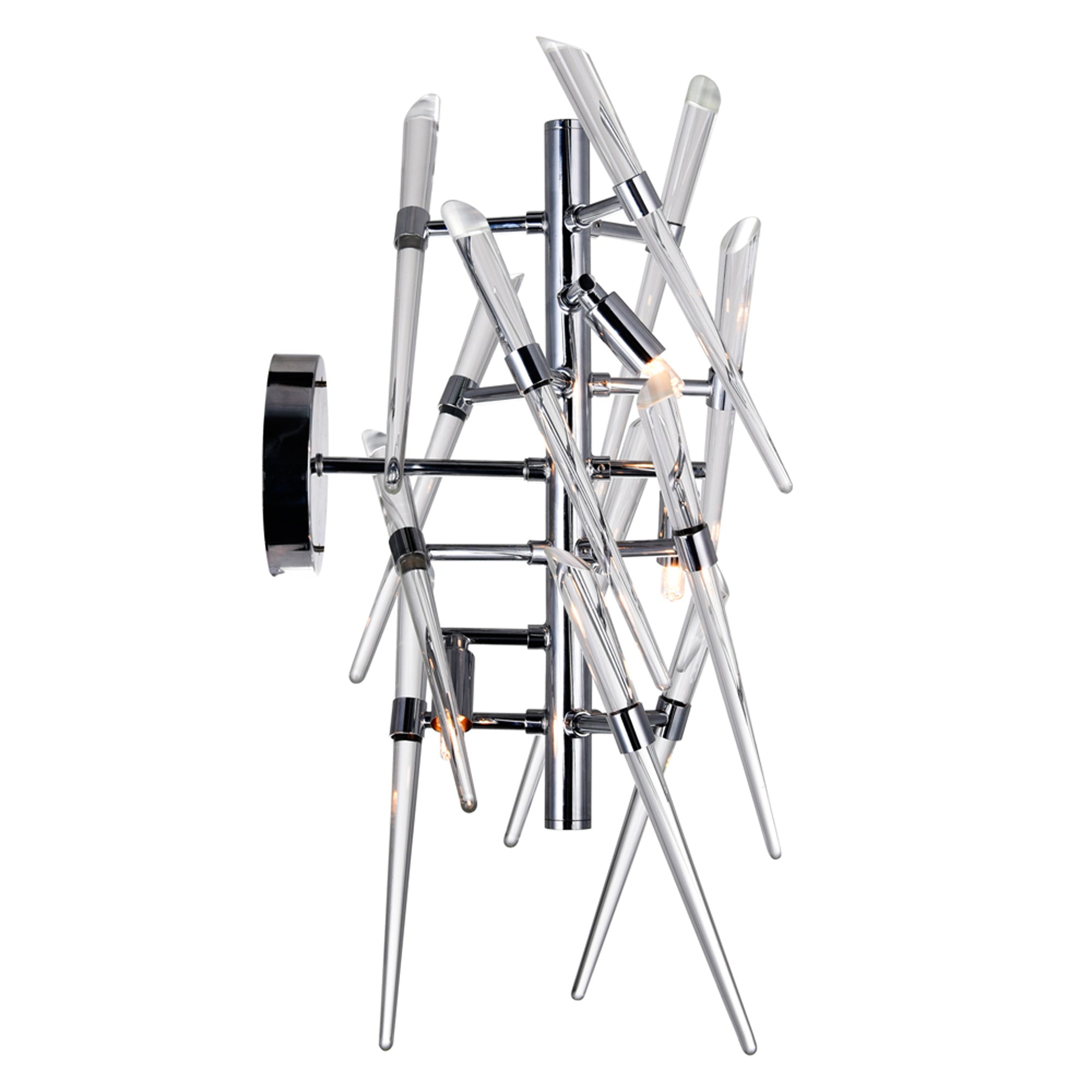 Icicle 3 Light Chrome Wall Light with Clear Glass Spikes