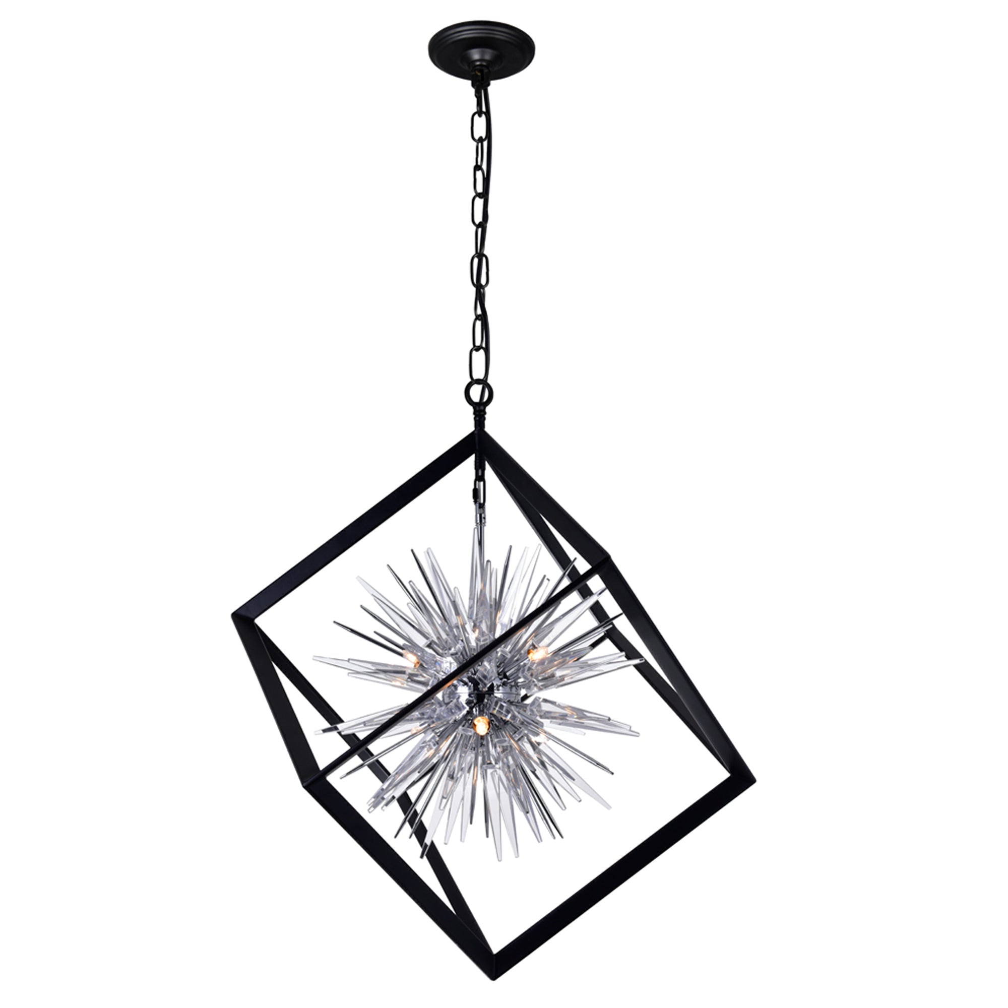 Starburst Chandeliers 6 Lights Chrome Black